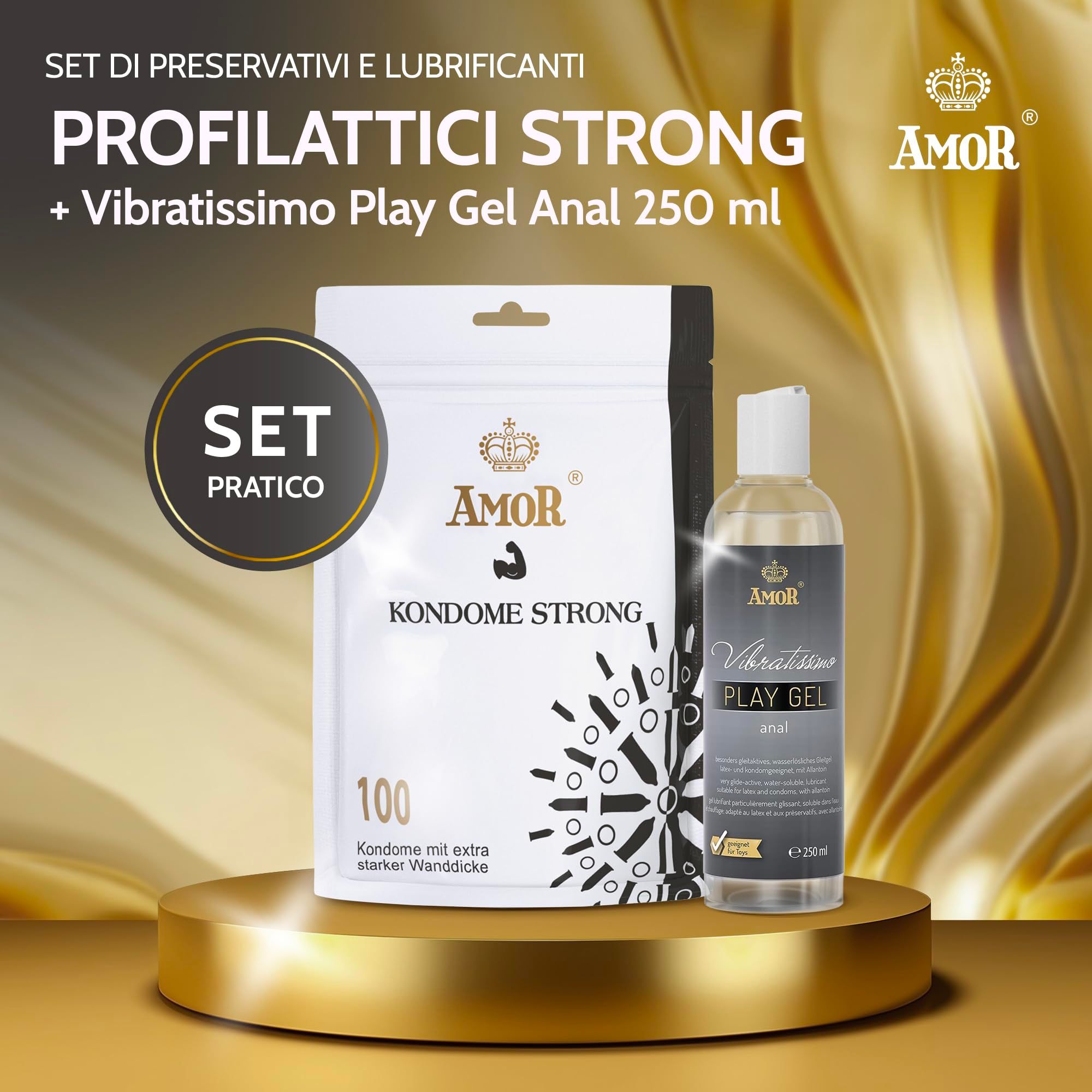 AMOR Strong Preservativi + PlayGel Natural Set