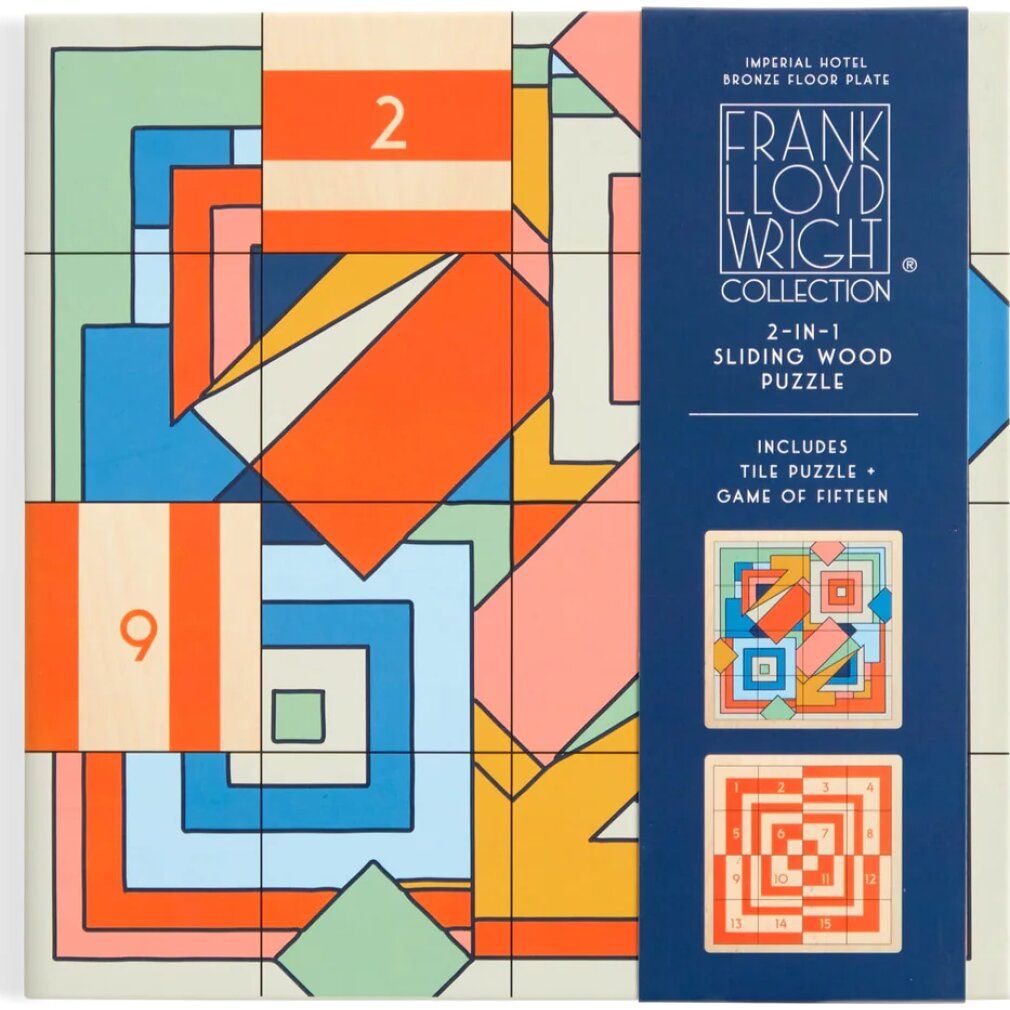 galison Frank Lloyd Wright: Imperial Hotel 2in1 puzzle scorrevole in legno (16 pezzi)