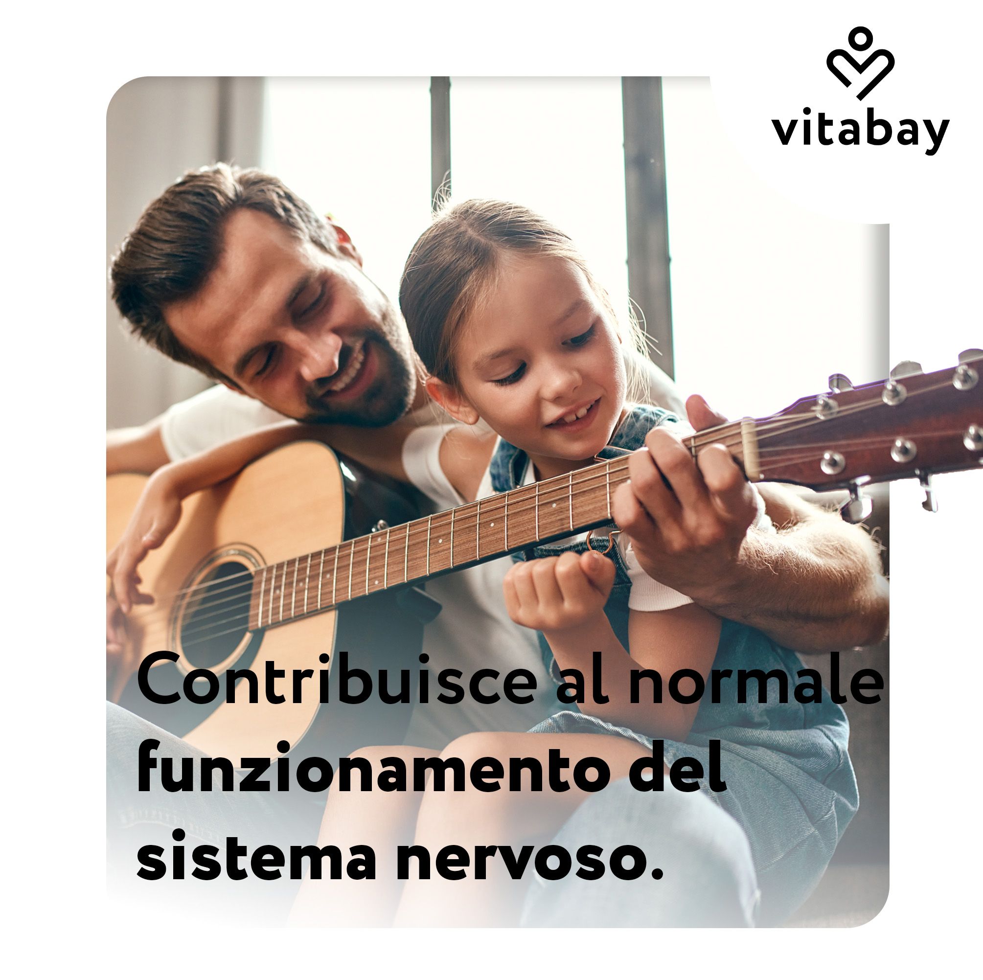 Padre e figlia suonano la chitarra, supporta il sistema nervoso.