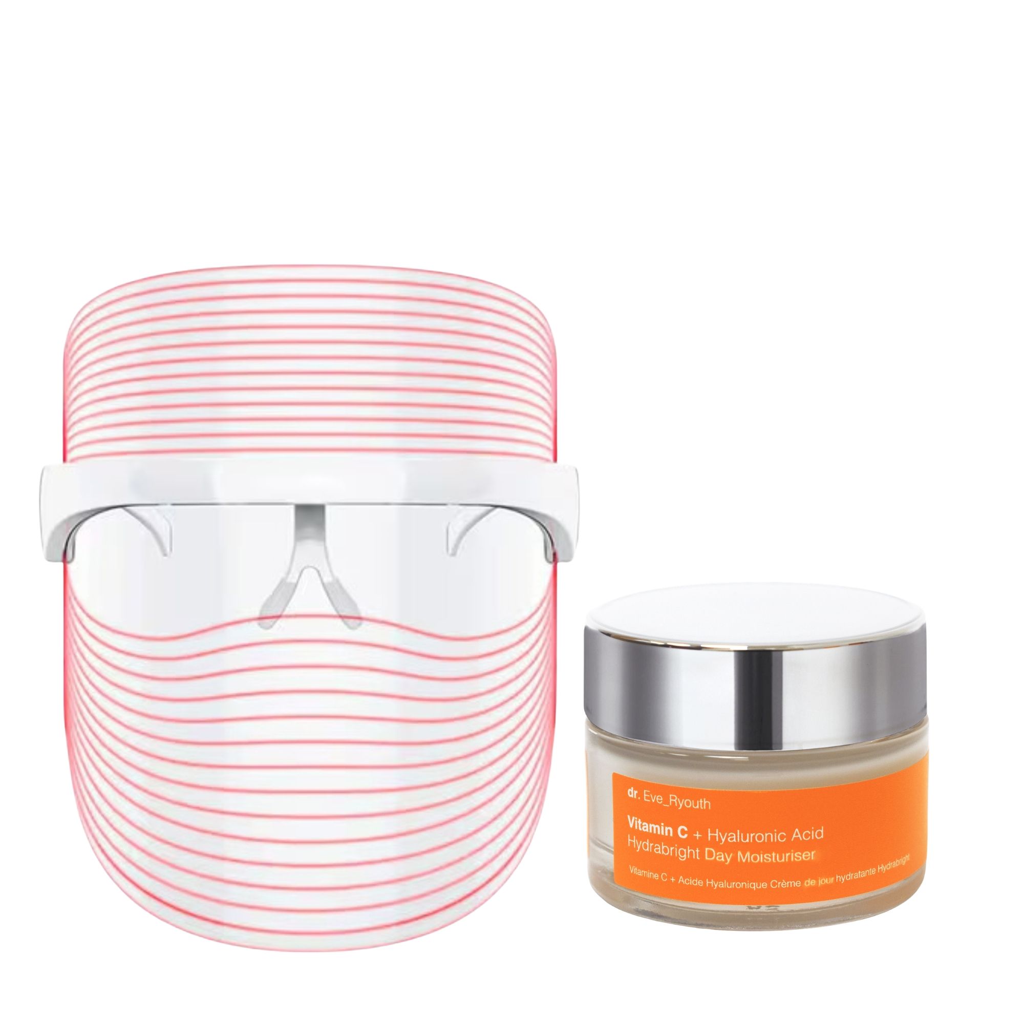Dr Eve Ryouth Maschera LED Senza Fili 3 Colori con Vitamina C Crema Giorno Hydrabright