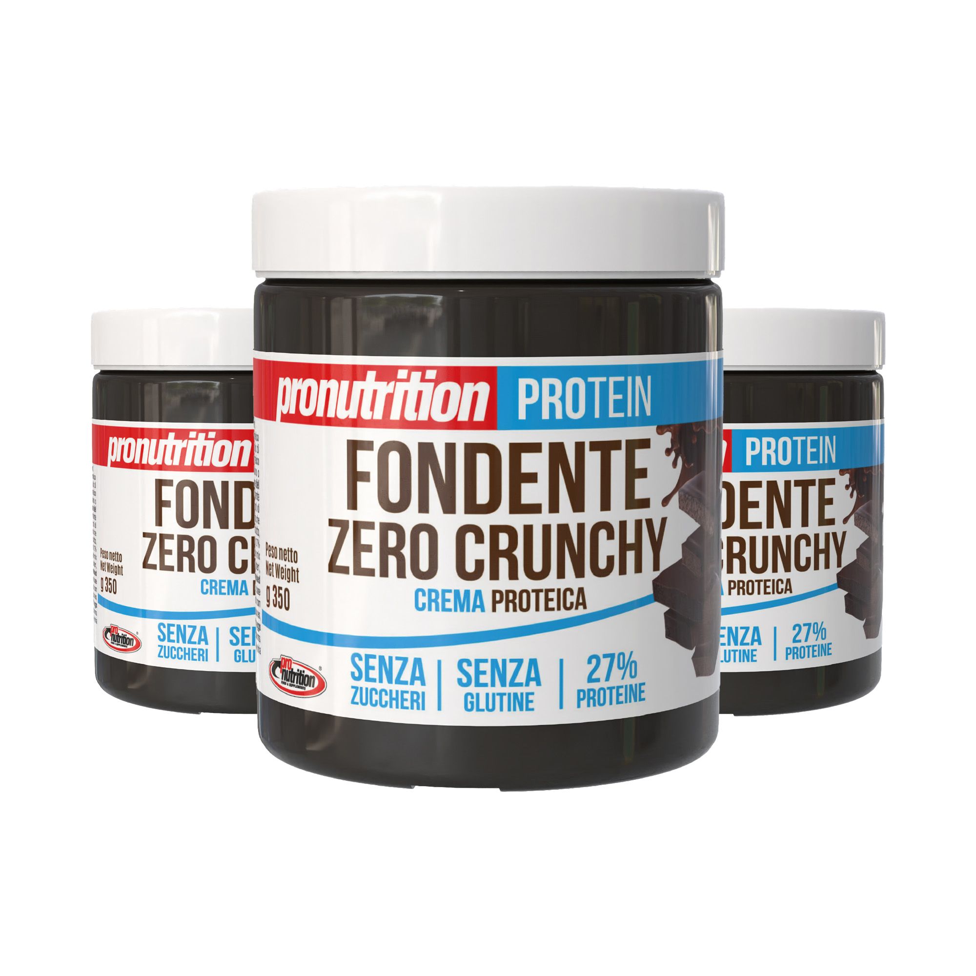 Pronutrition Crema Proteica Zero - 3x350g - Gusto Fondente Crunchy - 25% proteine