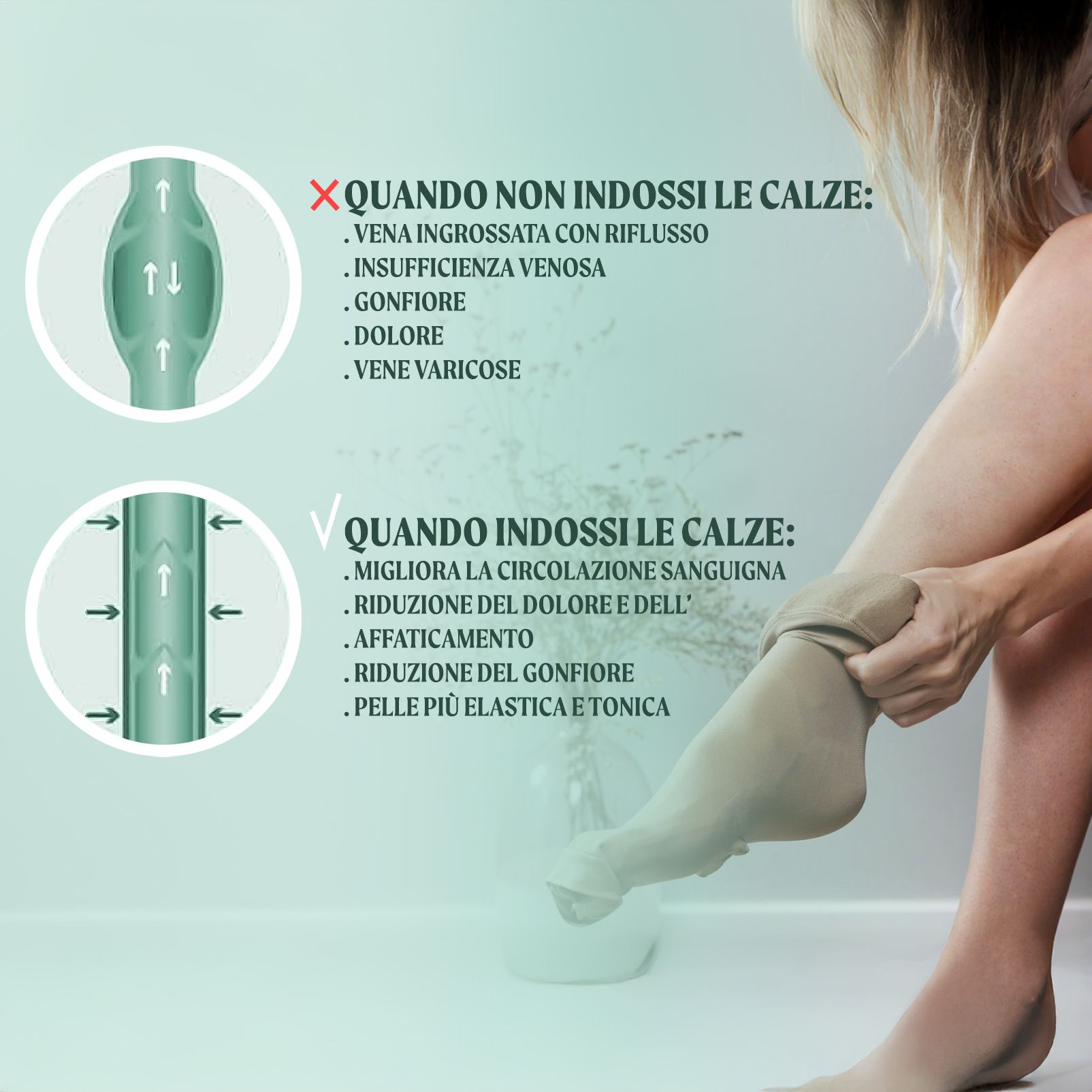 CALZITALY Gambaletti Compressione Graduata 70 DEN 10-14 mm/Hg, Calze Medicali Unisex Made in Italy