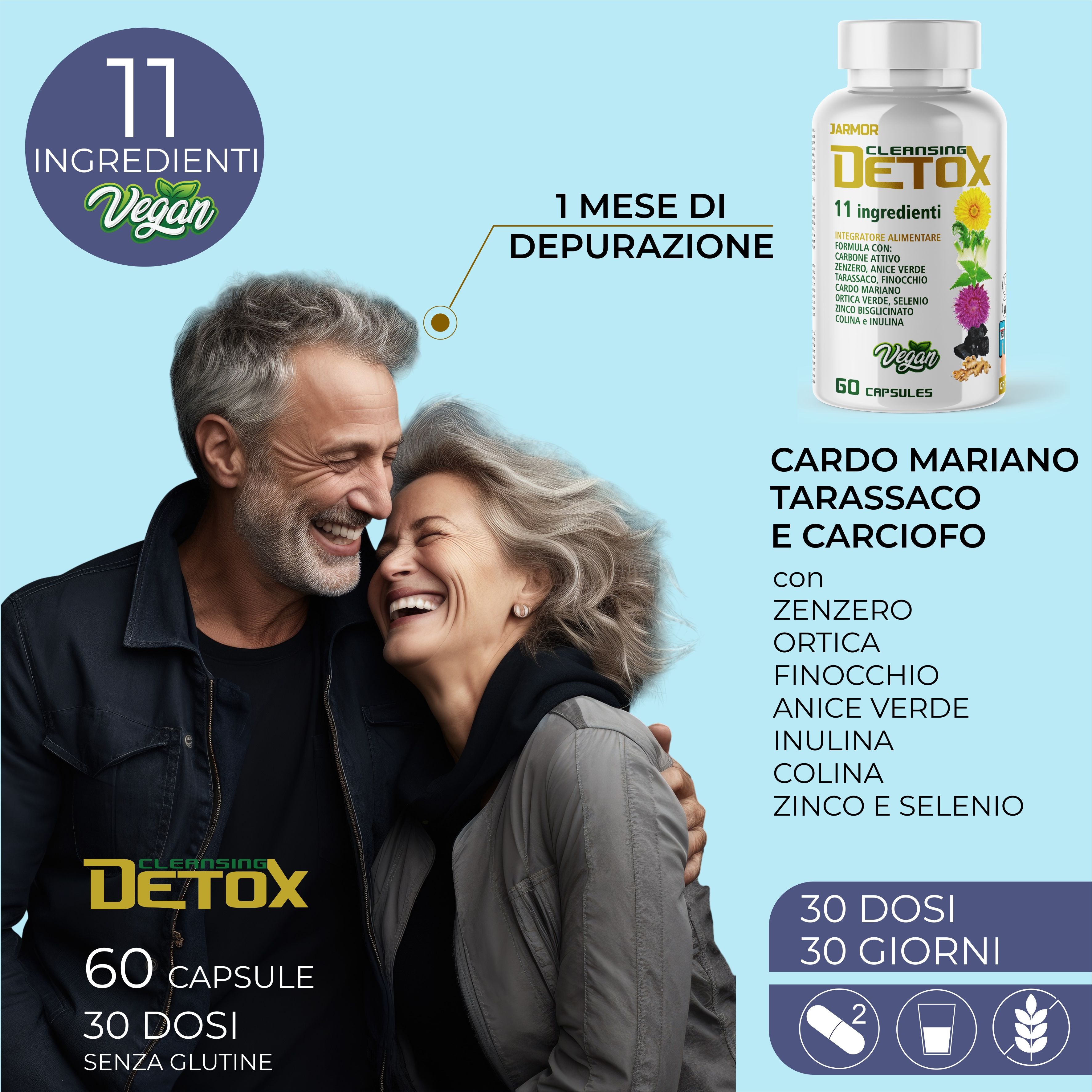 Detox Depura Fegato e Intestino 60 Capsule | Depurativo Fegato, Drenante Forte con Cardo Mariano