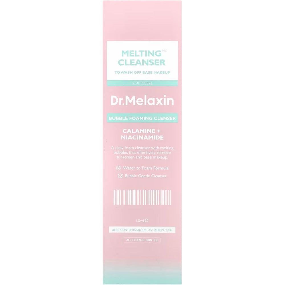 Confezione del detergente schiumogeno Dr. Melaxin con informazioni sul prodotto.