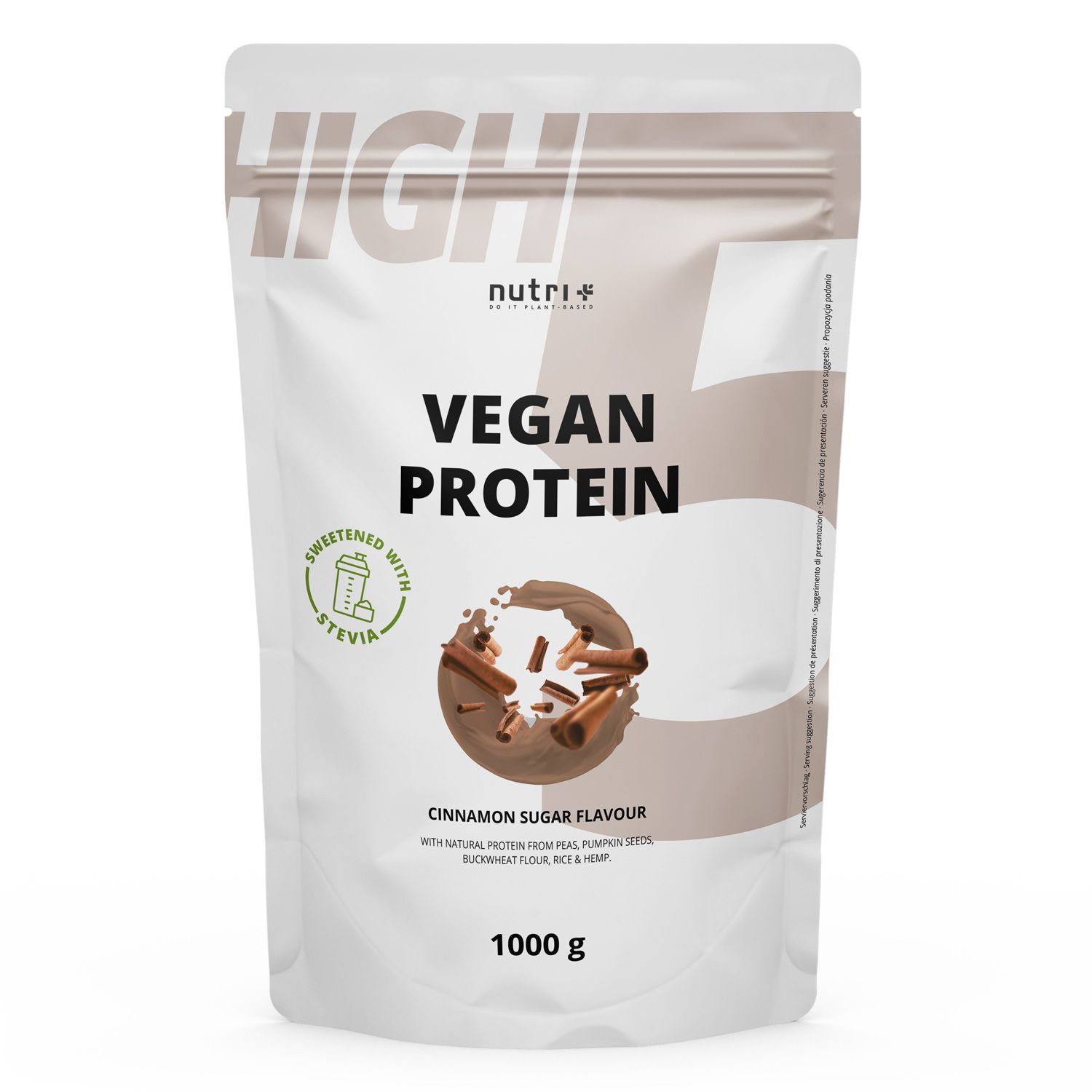 nutri+ High 5 Polvere di Proteine Vegane senza Soia 1kg - con Stevia