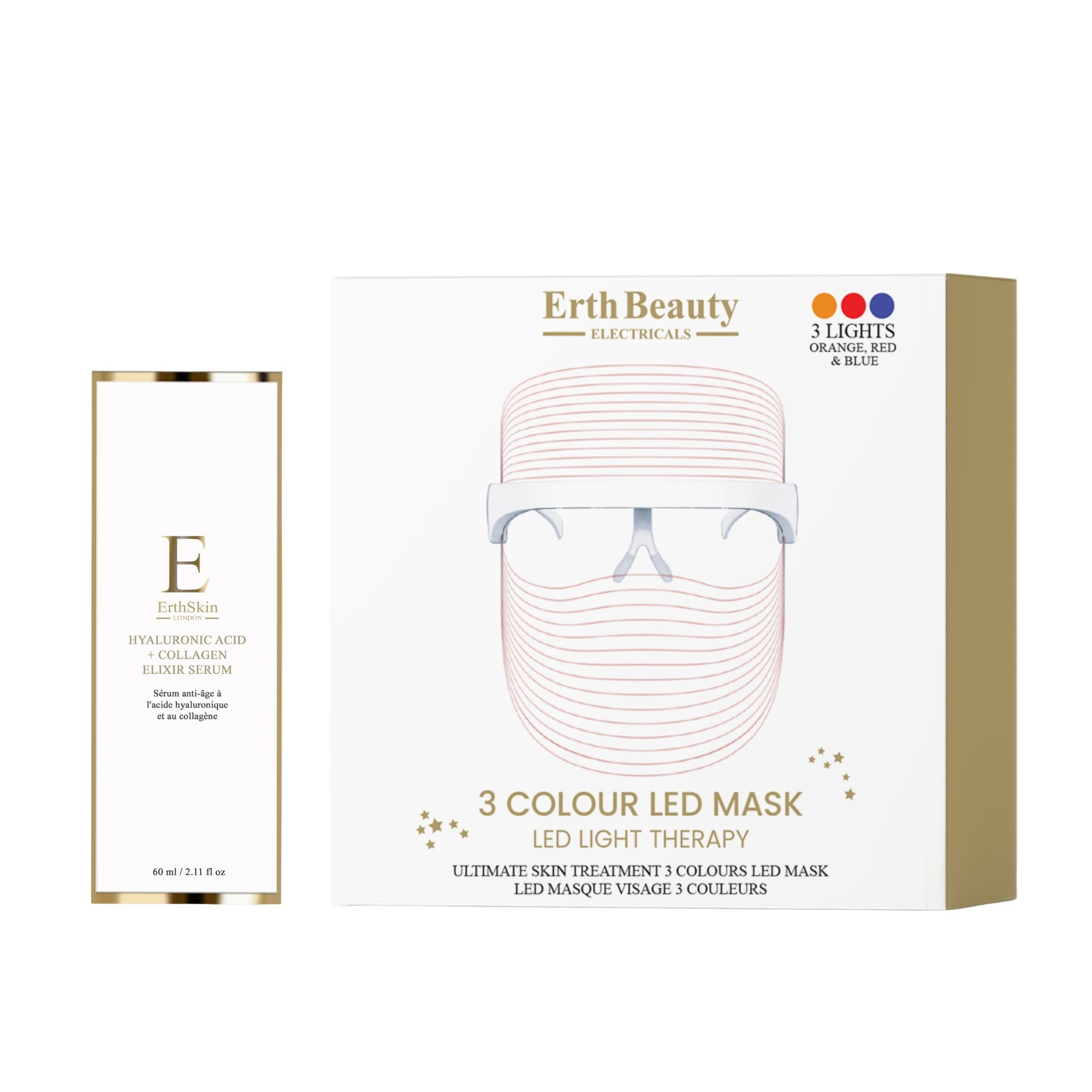ErthSkin London Maschera LED 3 Colori Duo Acido Ialuronico Collagene