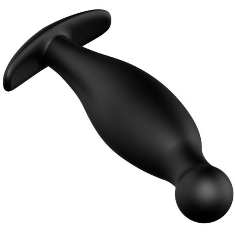 Plug anale nero in silicone. Forma con base e punta.