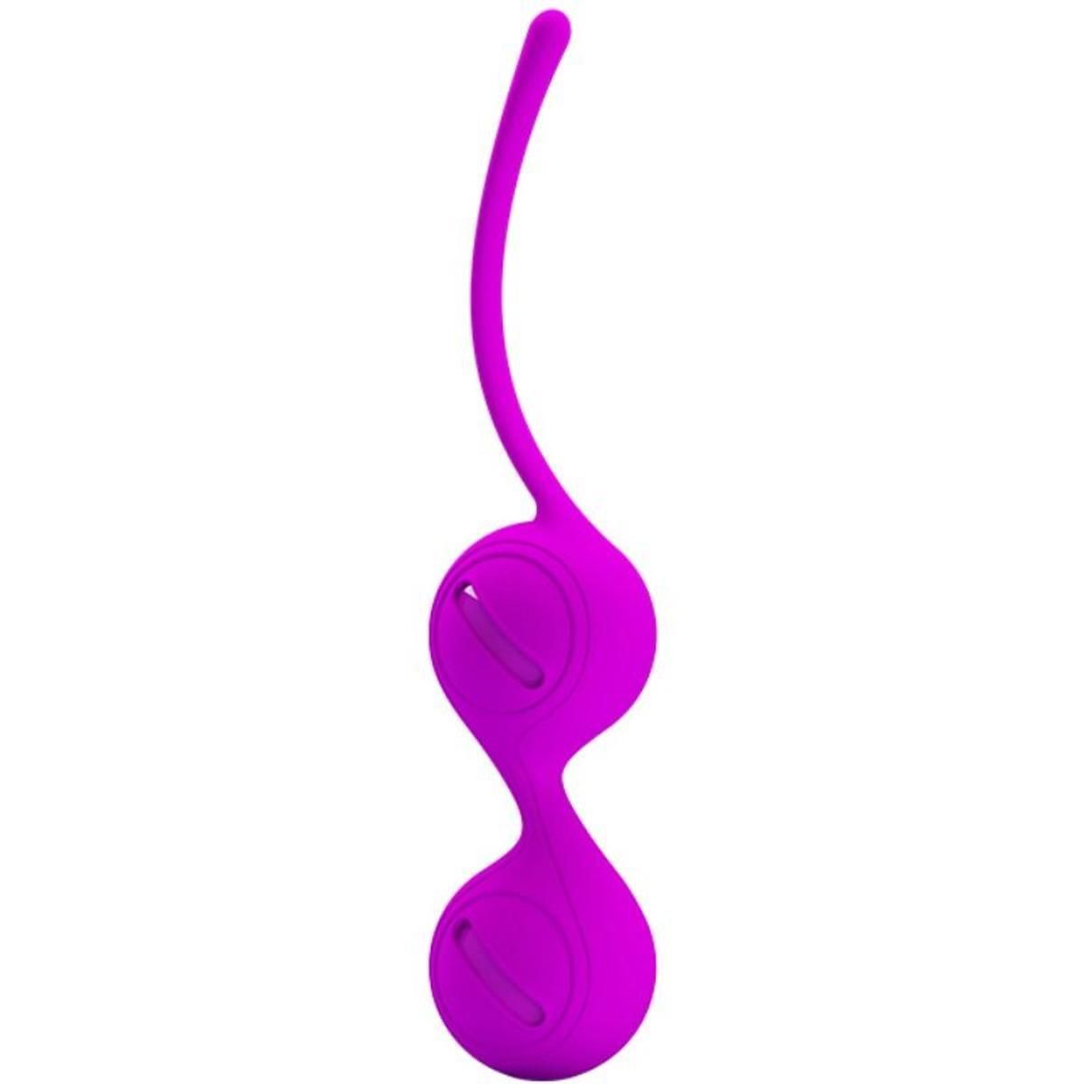 Sfera vibrante viola con due sfere e un'asta. In silicone.