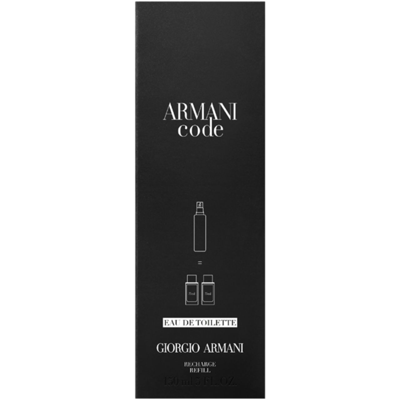 Confezione nera con logo Armani Code e informazioni sul prodotto.