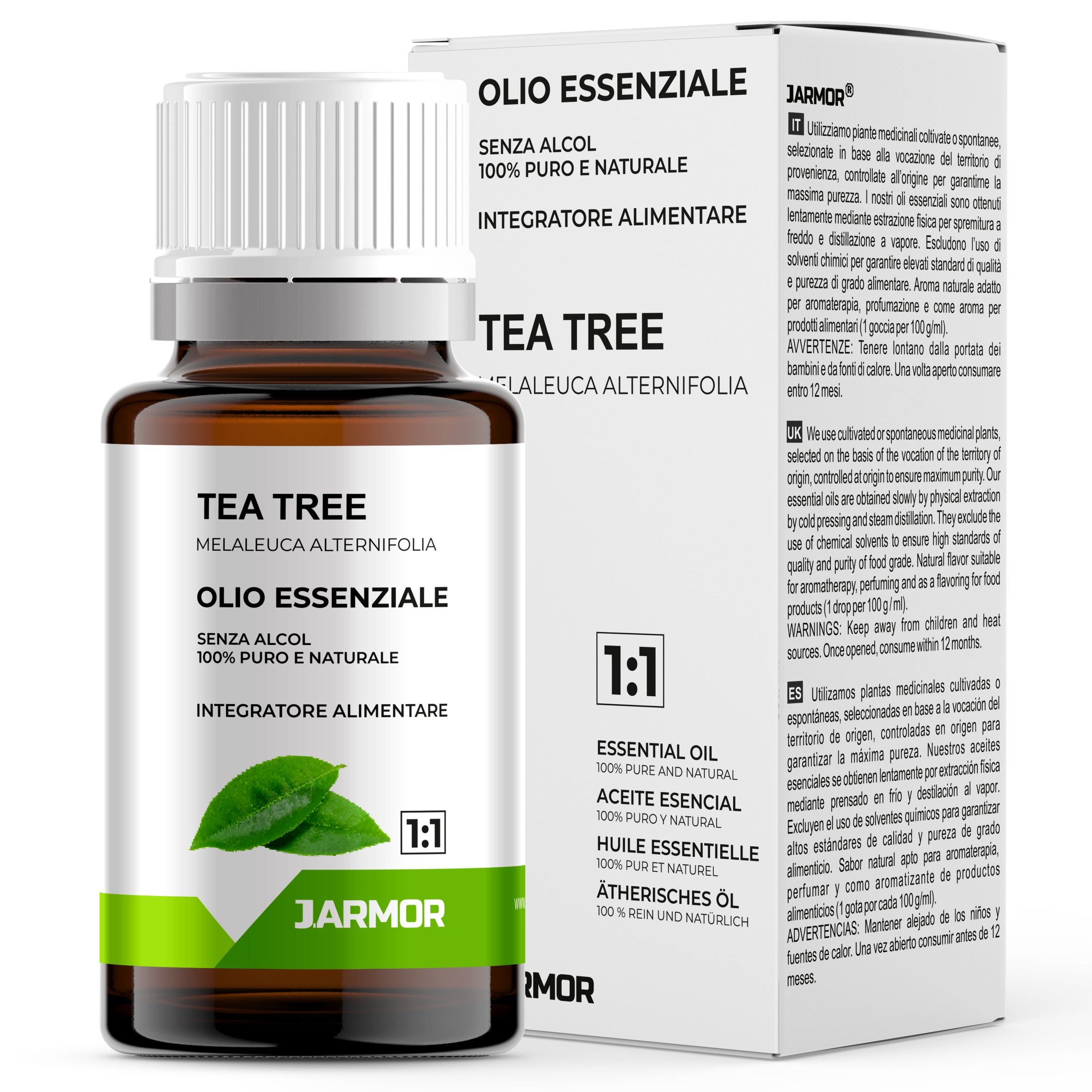 Olio di Tea Tree 10ml Puro J.Armor | Antiforfora Acne Pelle Capelli Unghie