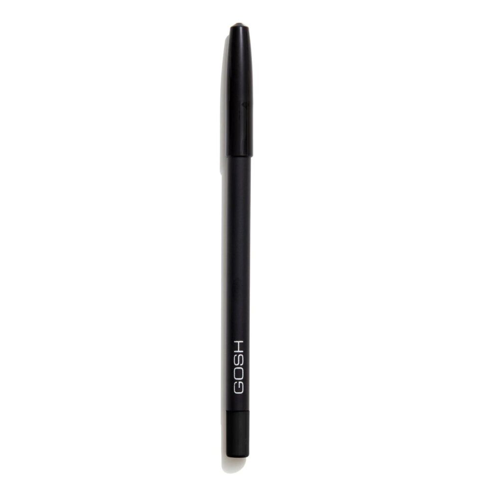 Matita eyeliner nera. Forma cilindrica, corpo nero, punta. Logo GOSH sulla matita.