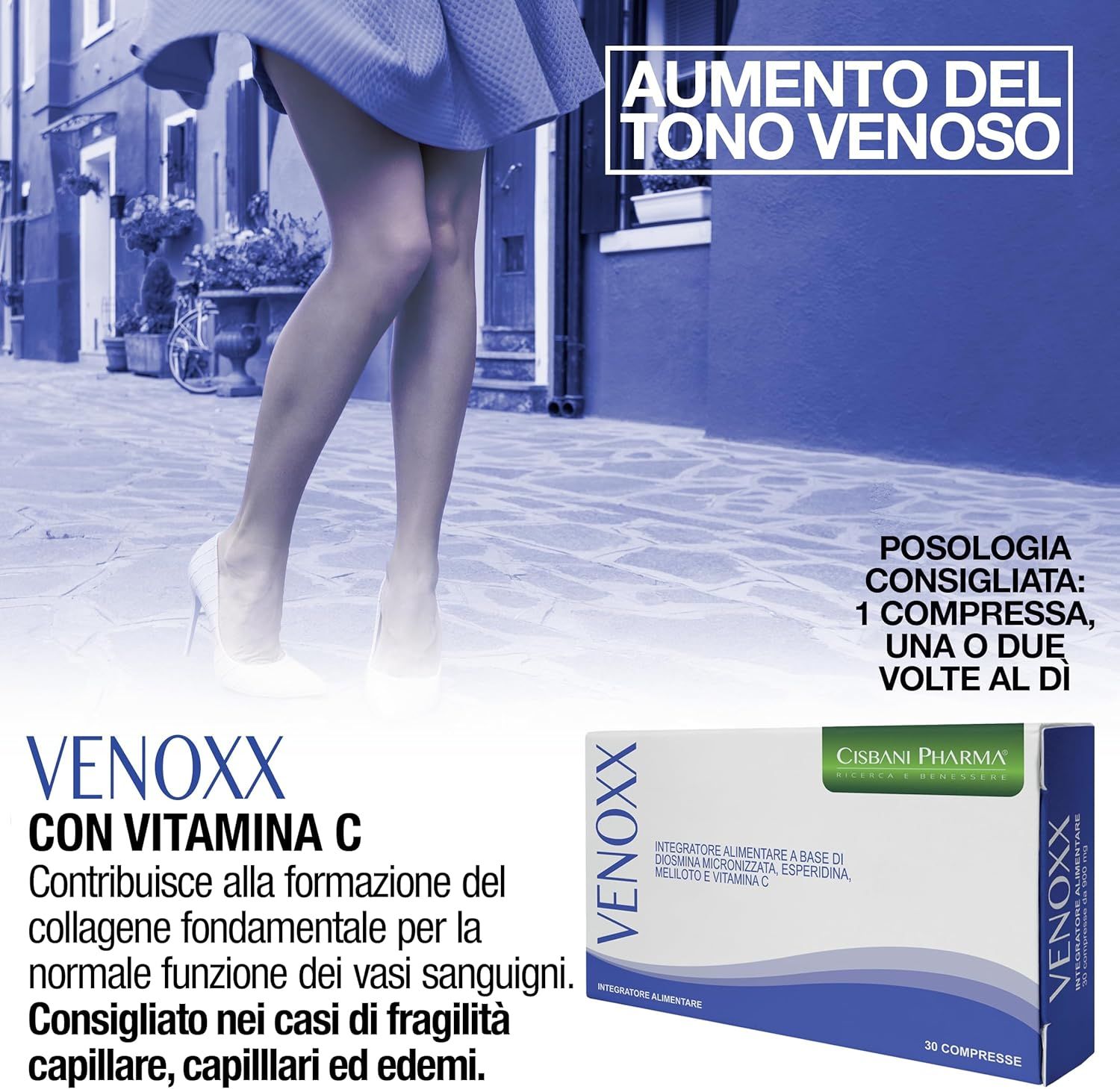 Cisbani Pharma Venoxx - Diosmina ed Esperidina per Vene varicose e circolazione