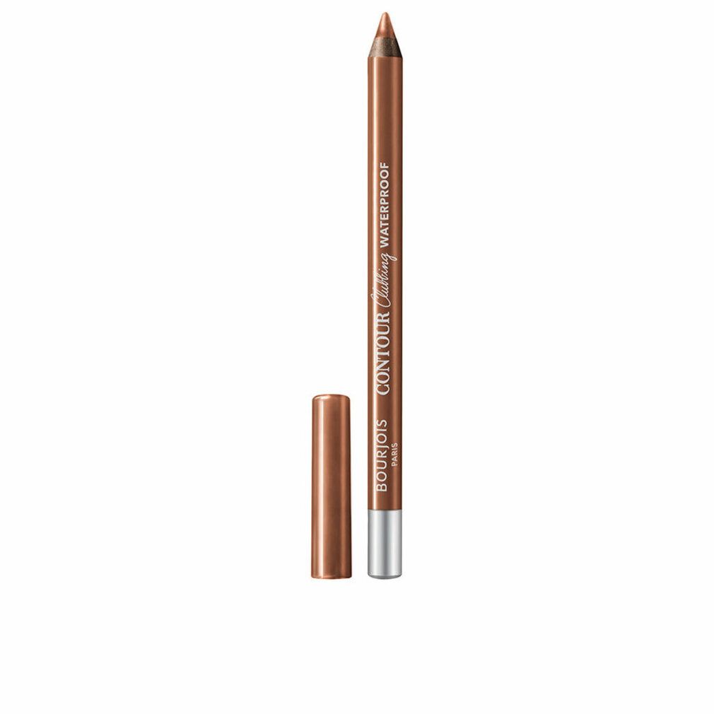 Matita eyeliner marrone waterproof con applicatore e cappuccio argentati. Scritta: Bourjois Contour Clubbing Waterproof.