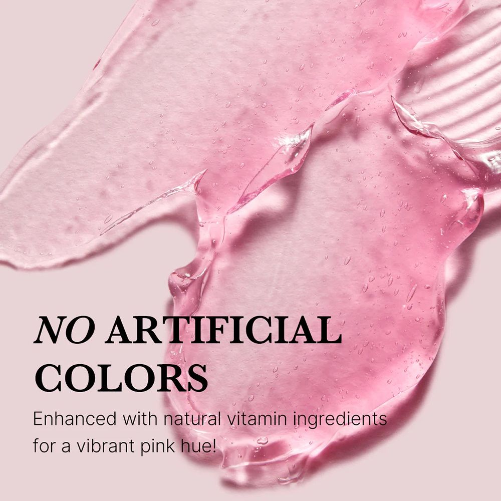 Crema rosa. Testo: NO ARTIFICIAL COLORS. Sfondo rosa.