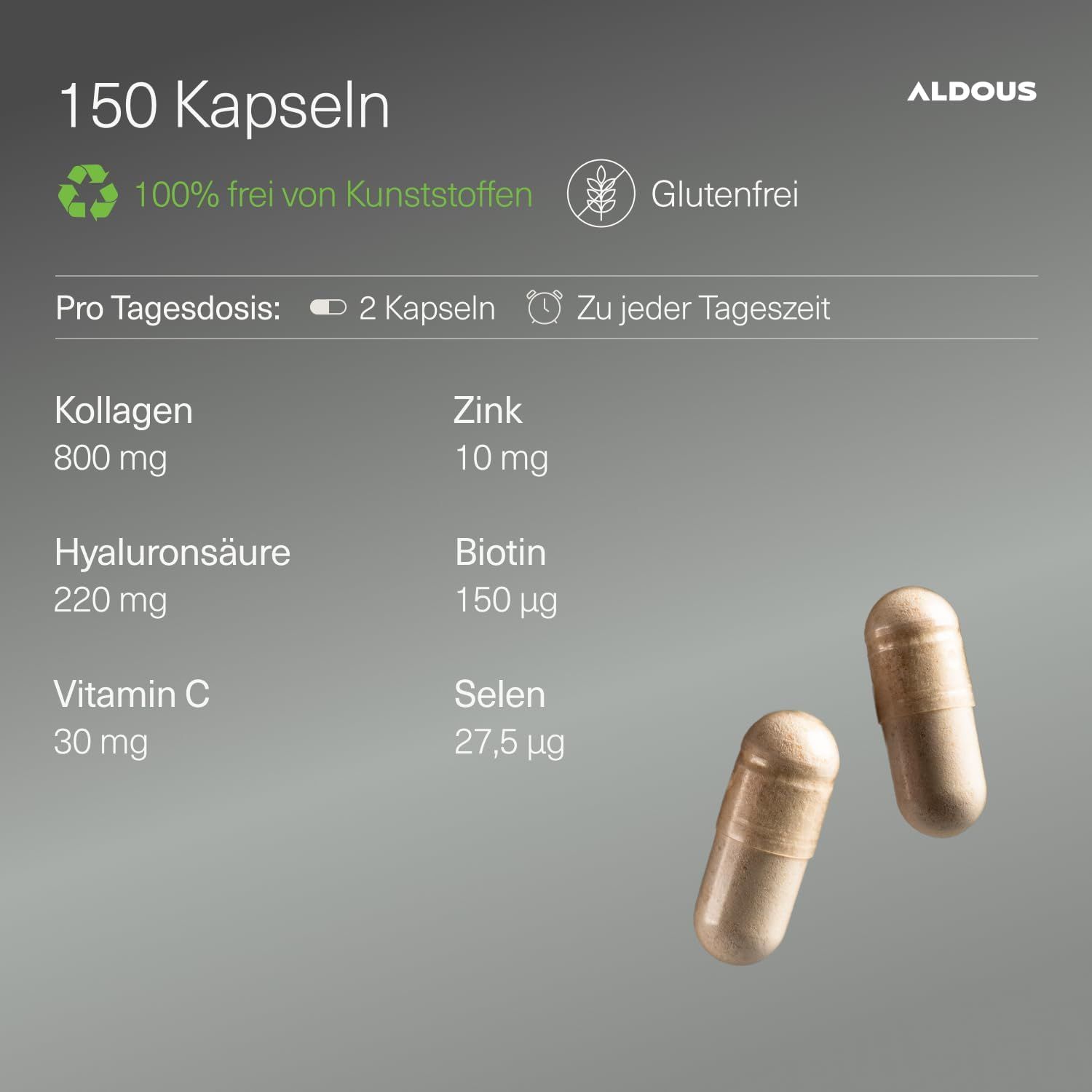 Aldous 150 capsule. Informazioni su ingredienti, dosaggio e eco-compatibilità.