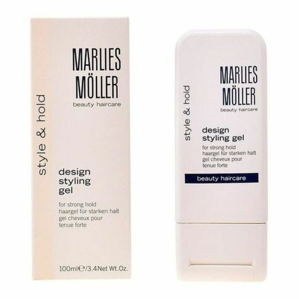Gel styling e confezione Marlies Möller. Scritta: Design Styling Gel, per tenuta forte. 100ml/3.4Net Wt.Oz.