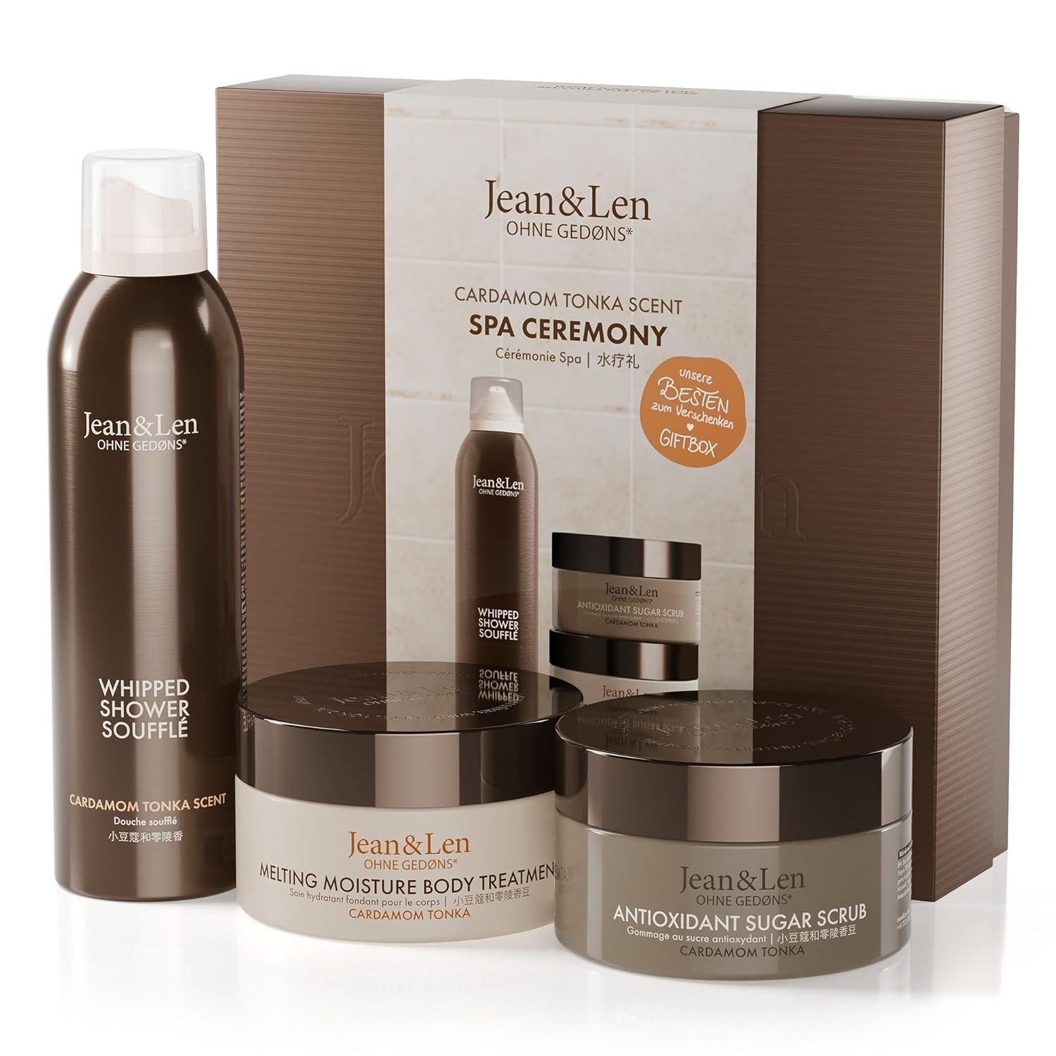 Cofanetto regalo Jean & Len Spa Ceremony Cardamomo & Tonka, confezione regalo di alta qualità
