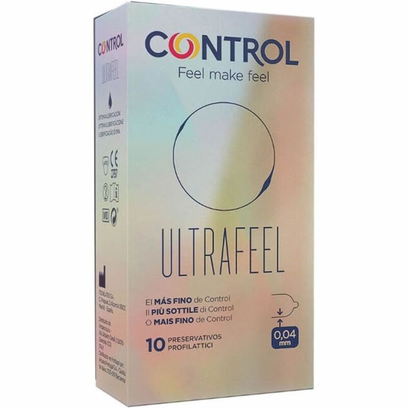 Preservativi Control Ultra Feel, 10 pezzi. Spessore 0,04 mm. Certificato CE.