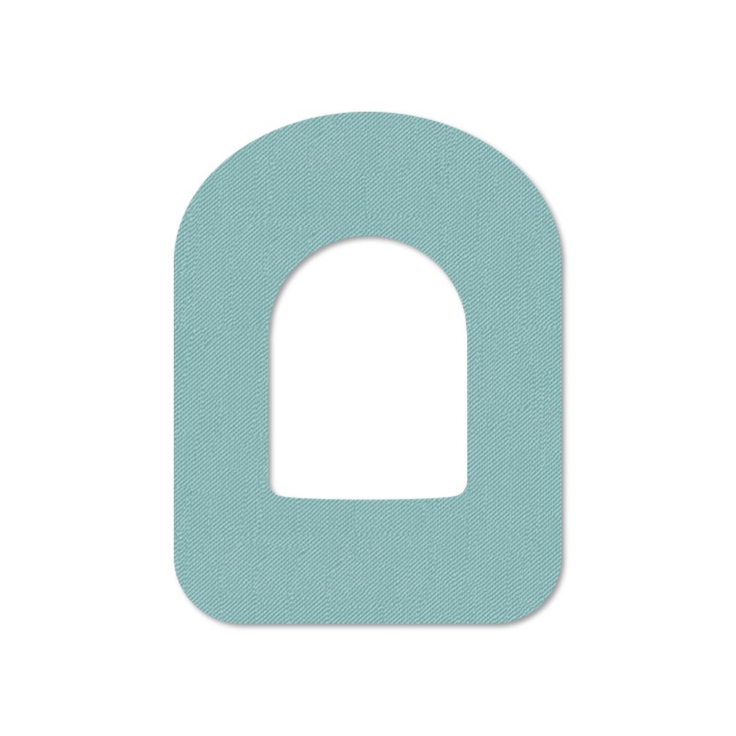 Cerotto ovale azzurro con apertura. Superficie simile al tessuto. Per uso medico.