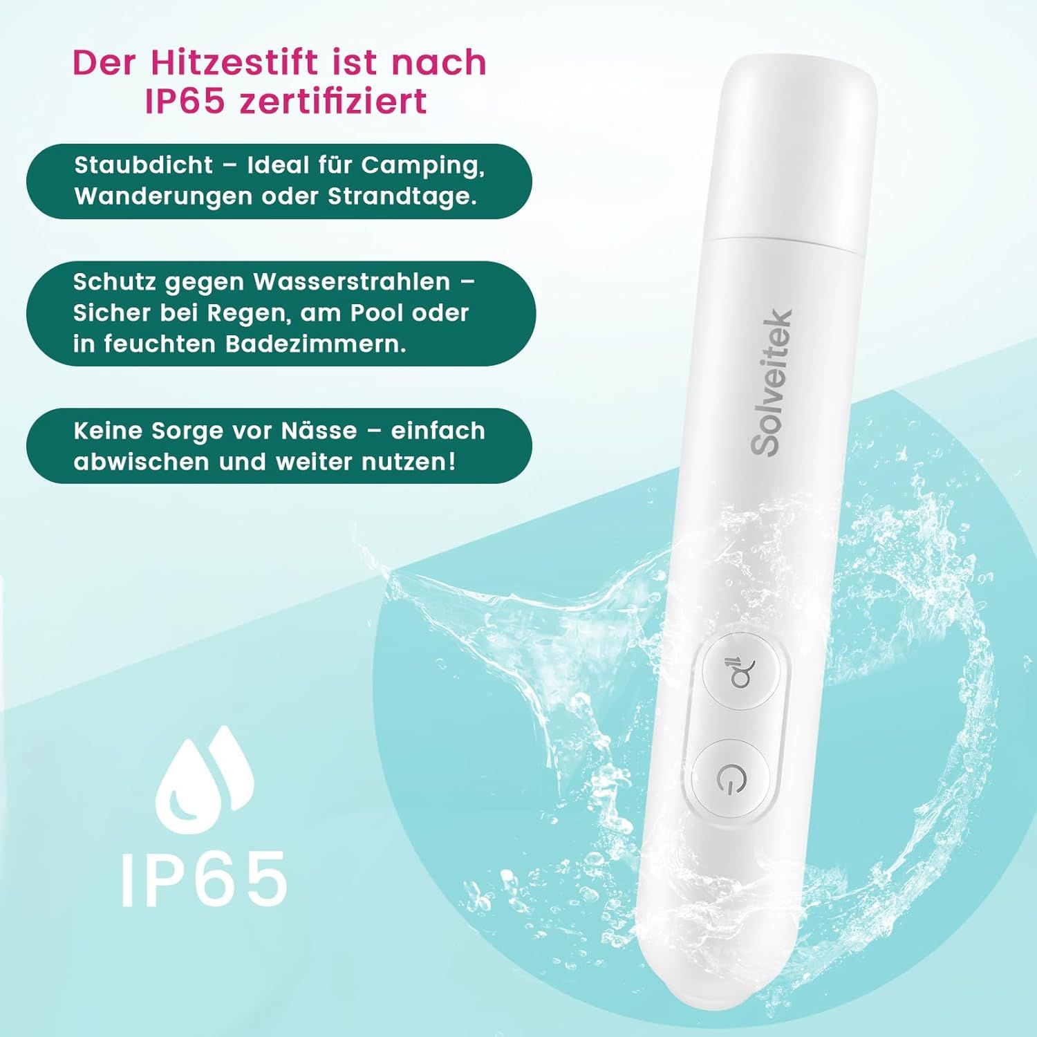 Dispositivo bianco per punture d'insetti con certificazione IP65. Resistente alla polvere e agli spruzzi d'acqua. Nome: Solveitek.