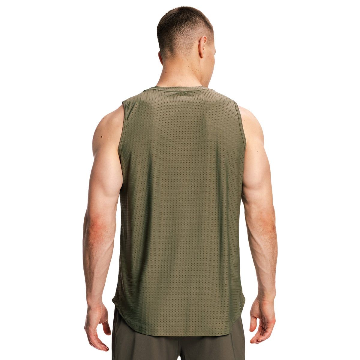 GymBeam Canotta uomo Combat senza maniche in nylon ed elastan Olive Grey