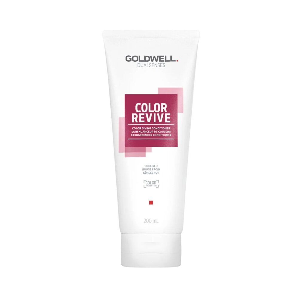 Tubo bianco Goldwell Dualsenses Color Revive. Scritta: COLOR REVIVE, Color-Giving Conditioner. 200 ml.