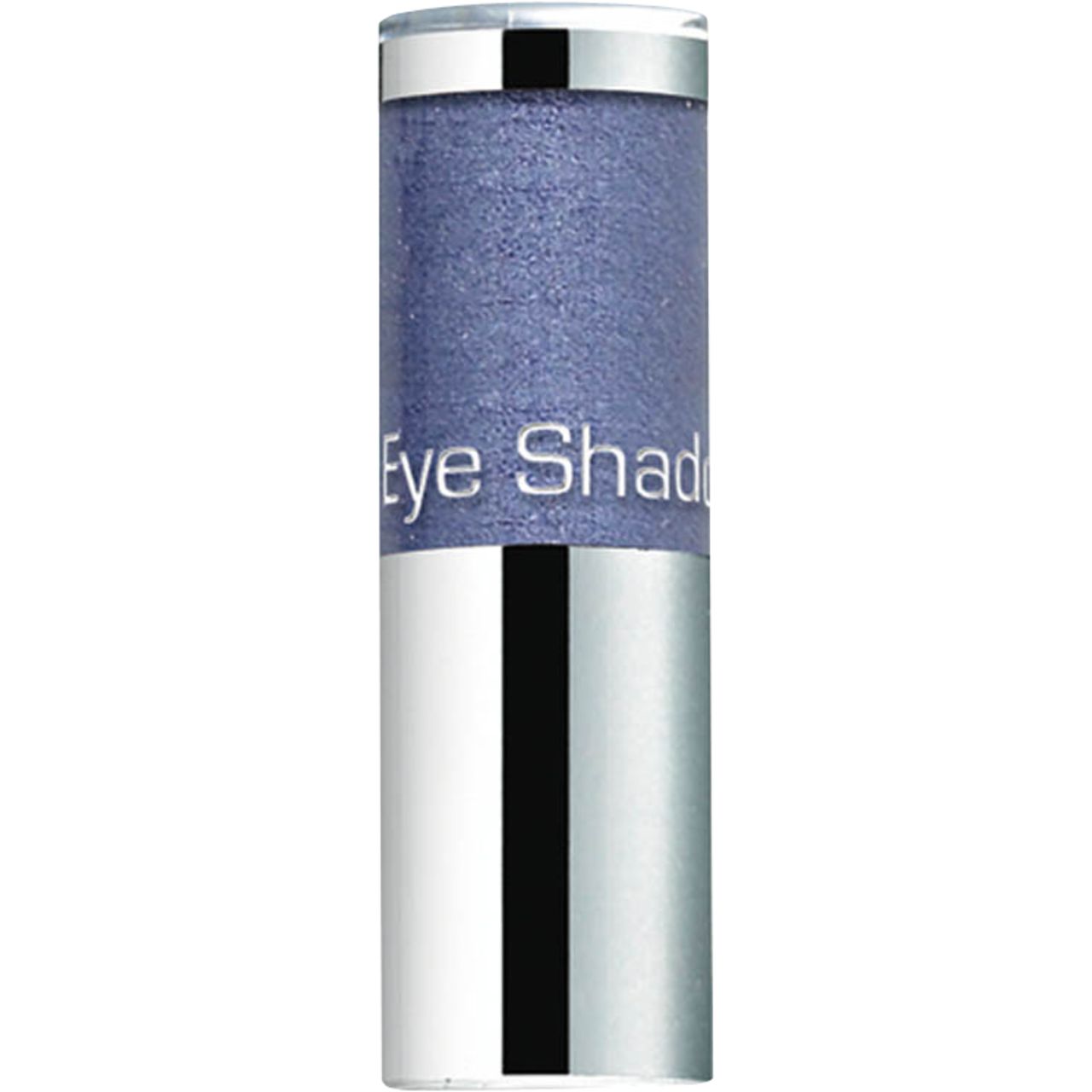 Ricarica ombretto cilindrica con tappo e base argentati. Scritta "Eye Shad". Ombretto blu.