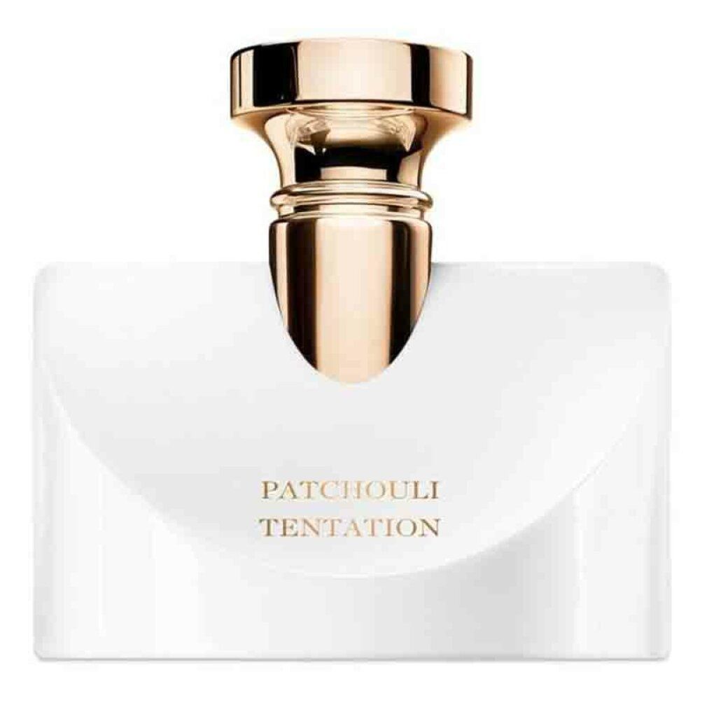 Flacone Bvlgari Splendida Patchouli Tentation Eau de Parfum con tappo dorato.