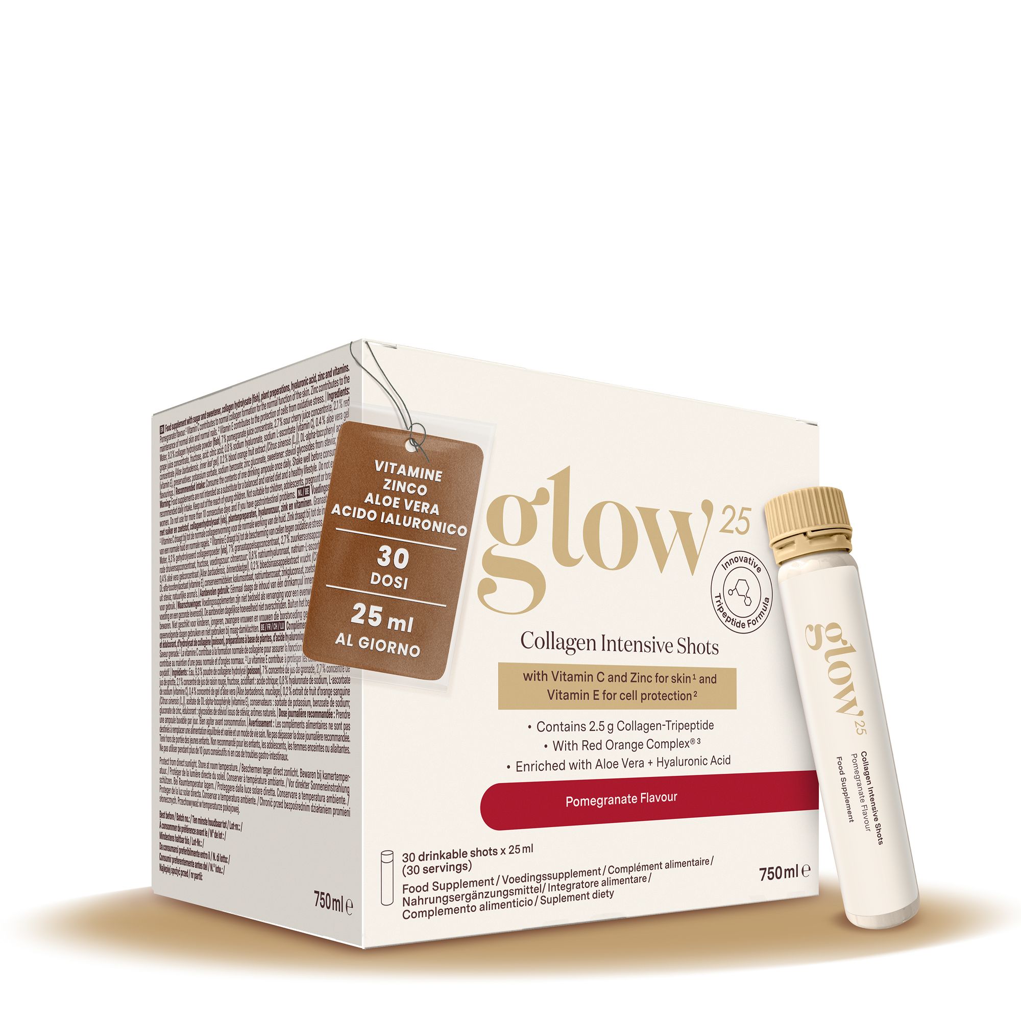 Confezione di Collagen Intensive Shots con una singola fiala.