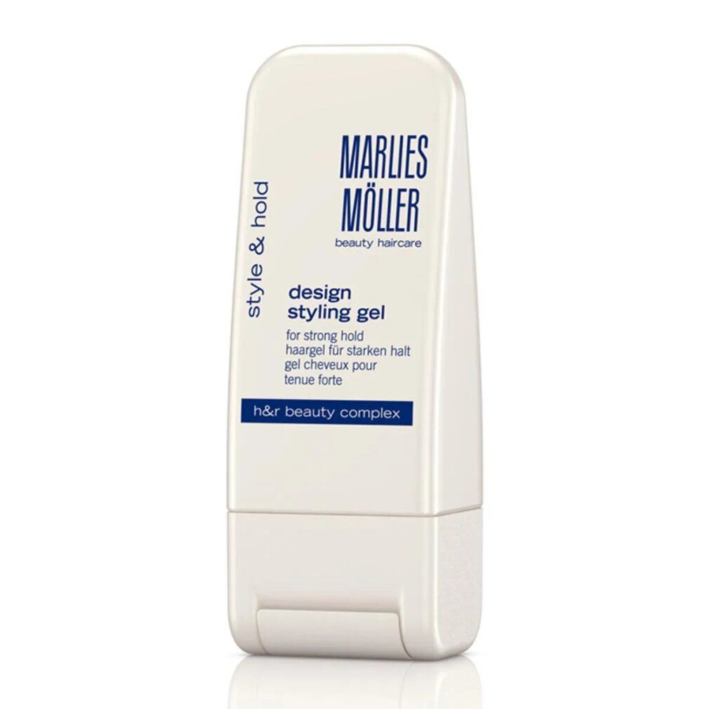 Gel styling bianco Marlies Möller. Scritta: Design Styling Gel, per tenuta forte. H&R Beauty Complex.