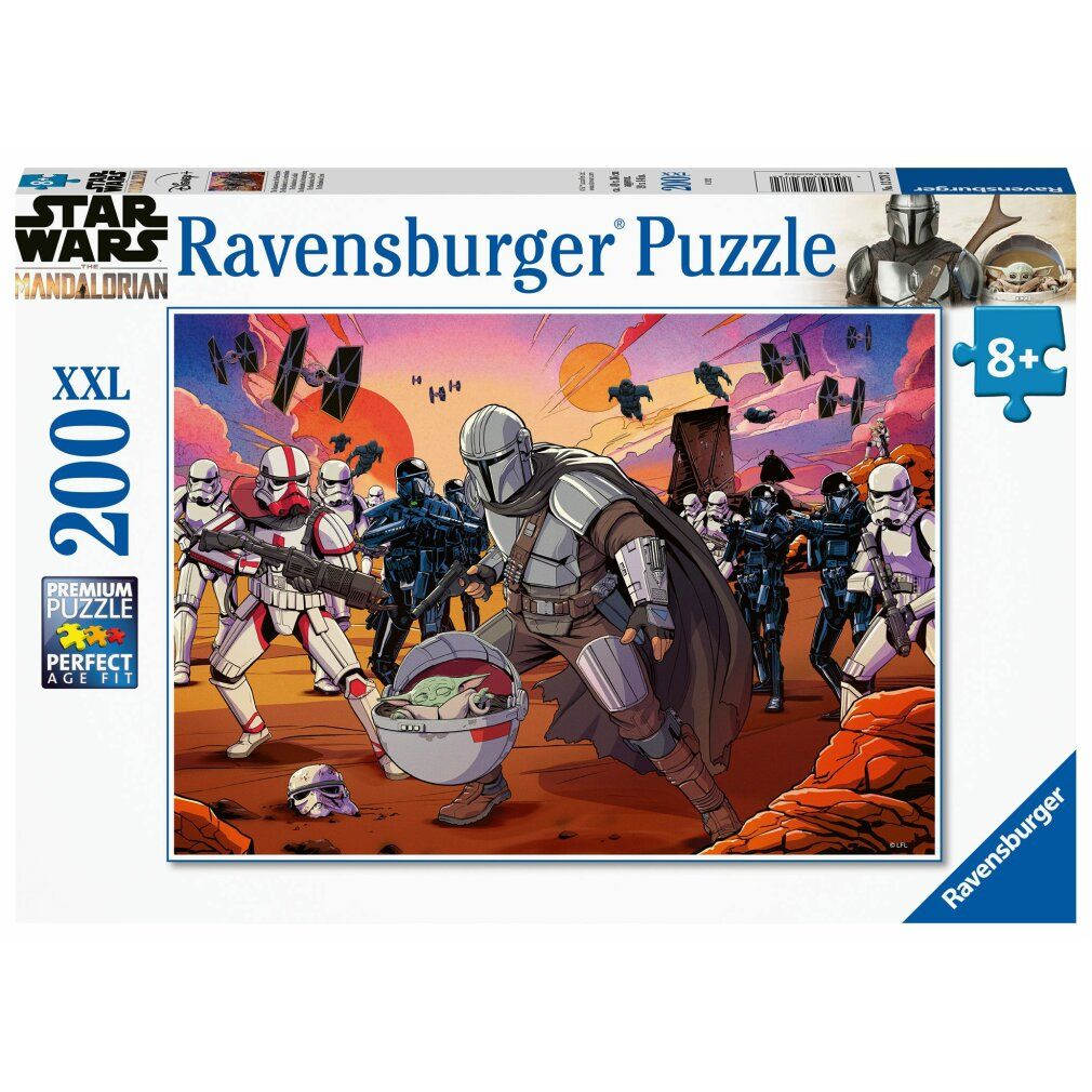 Puzzle Ravensburger Star Wars The Mandalorian: Face-Off, 200 pezzi. Confezione con immagine del puzzle: personaggi.