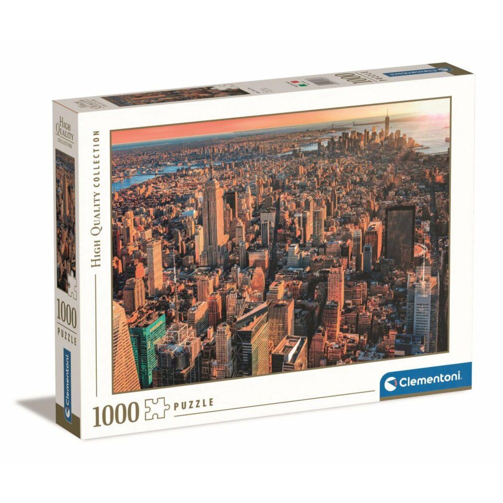 Puzzle di New York, 1000 pezzi, confezione con vista della città. Marchio Clementoni. Collezione di alta qualità.