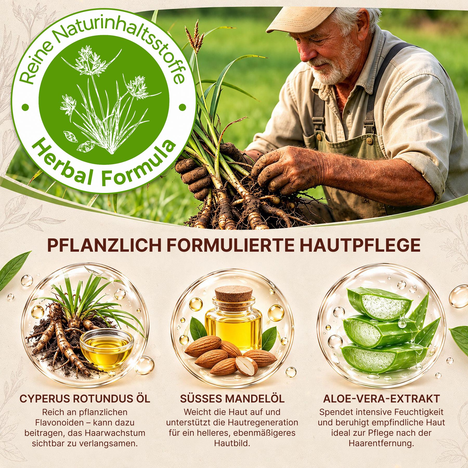P-beauty Olio di Cyperus Rotundus Depilazione e inibitore della crescita dei peli Nagarmotha