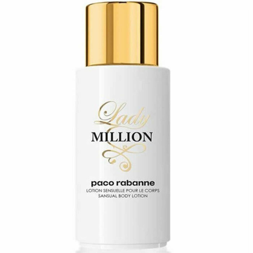 Flacone bianco con tappo dorato. Logo "Lady Million" e nome del prodotto ben visibili.