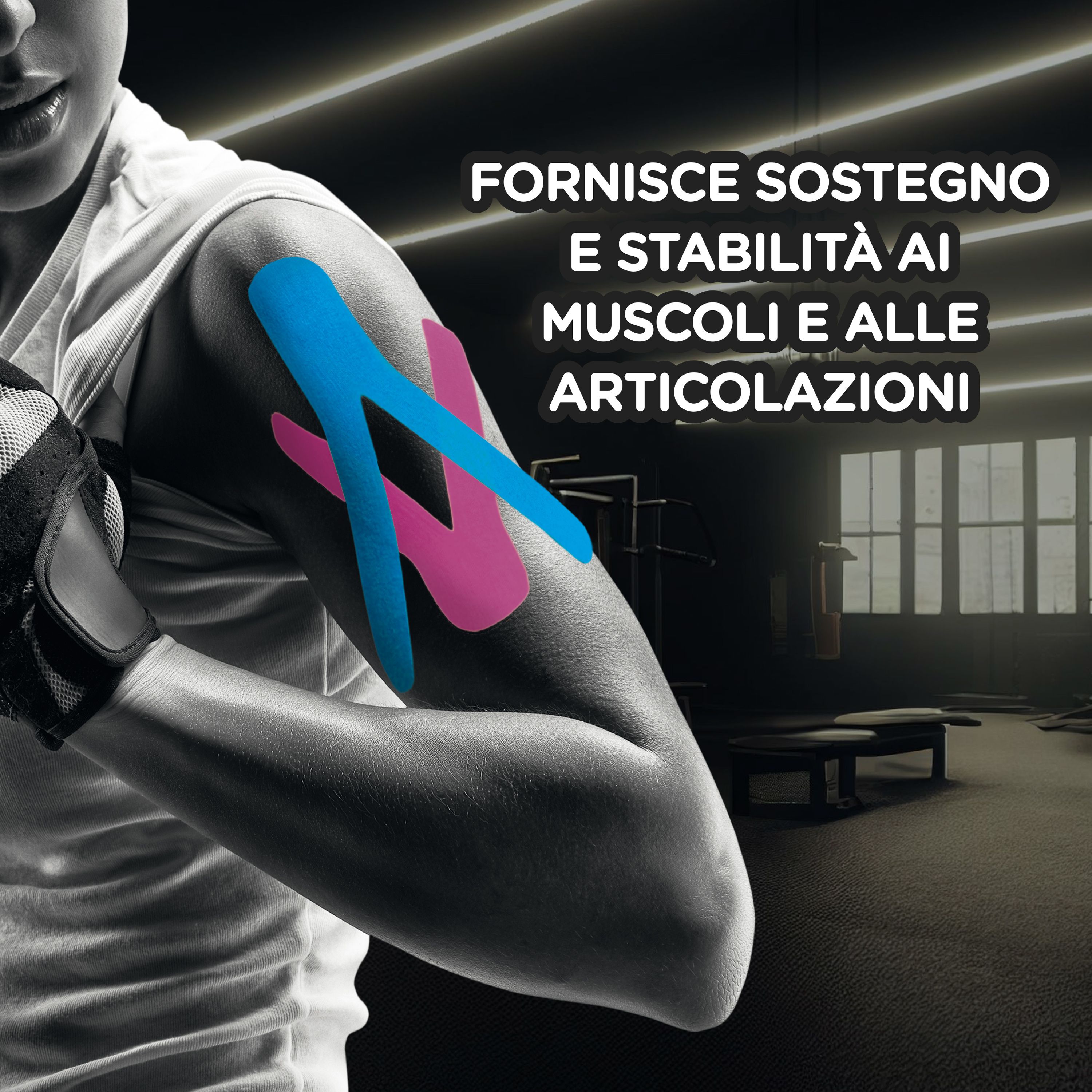 CEROX Active, Kinetic Tape Cerotto Elastico, Per Funzione Muscolare e Stabilità Articolare, 5cmx5m