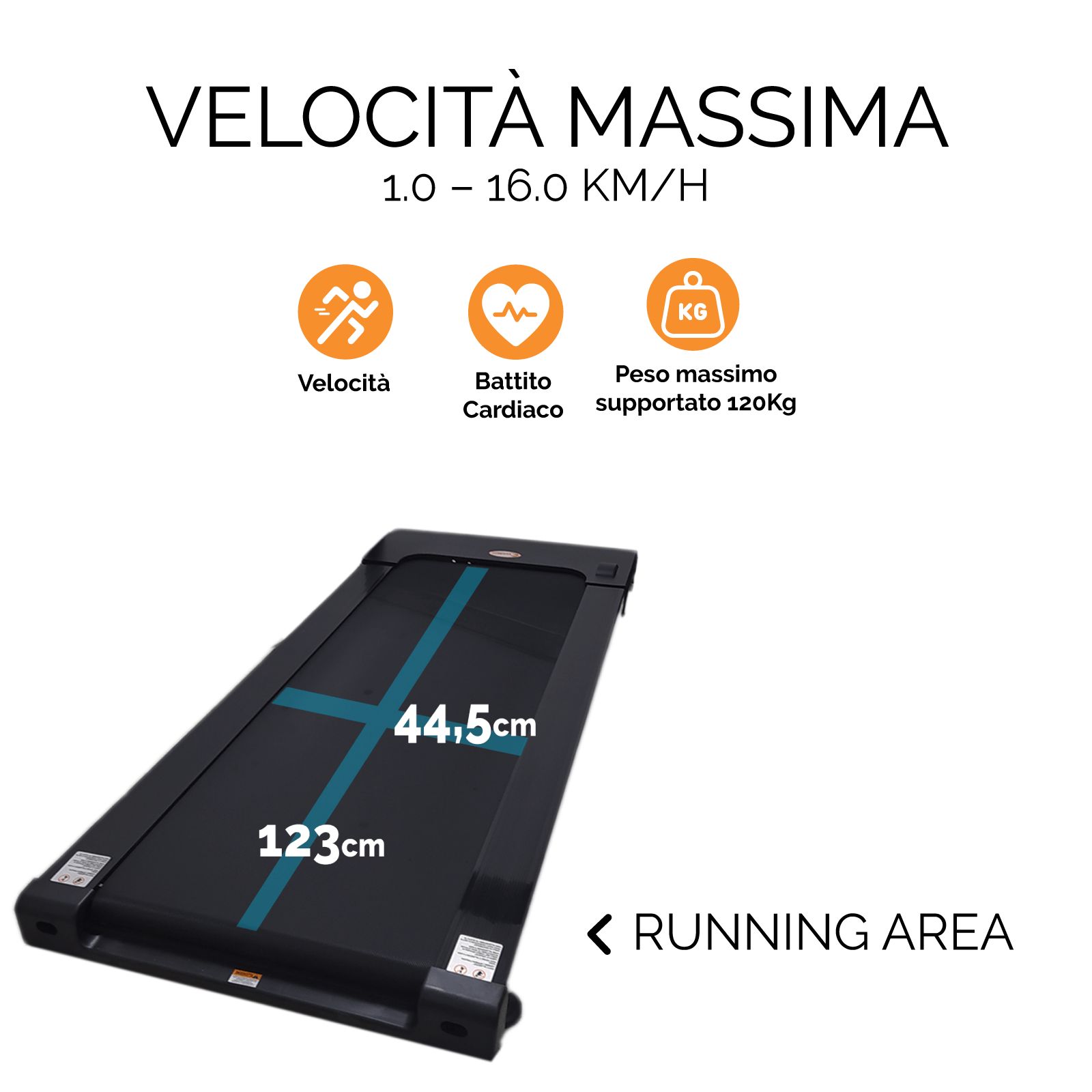 FFitness Tapis Roulant Elettrico 16 km/h salvaspazio FF