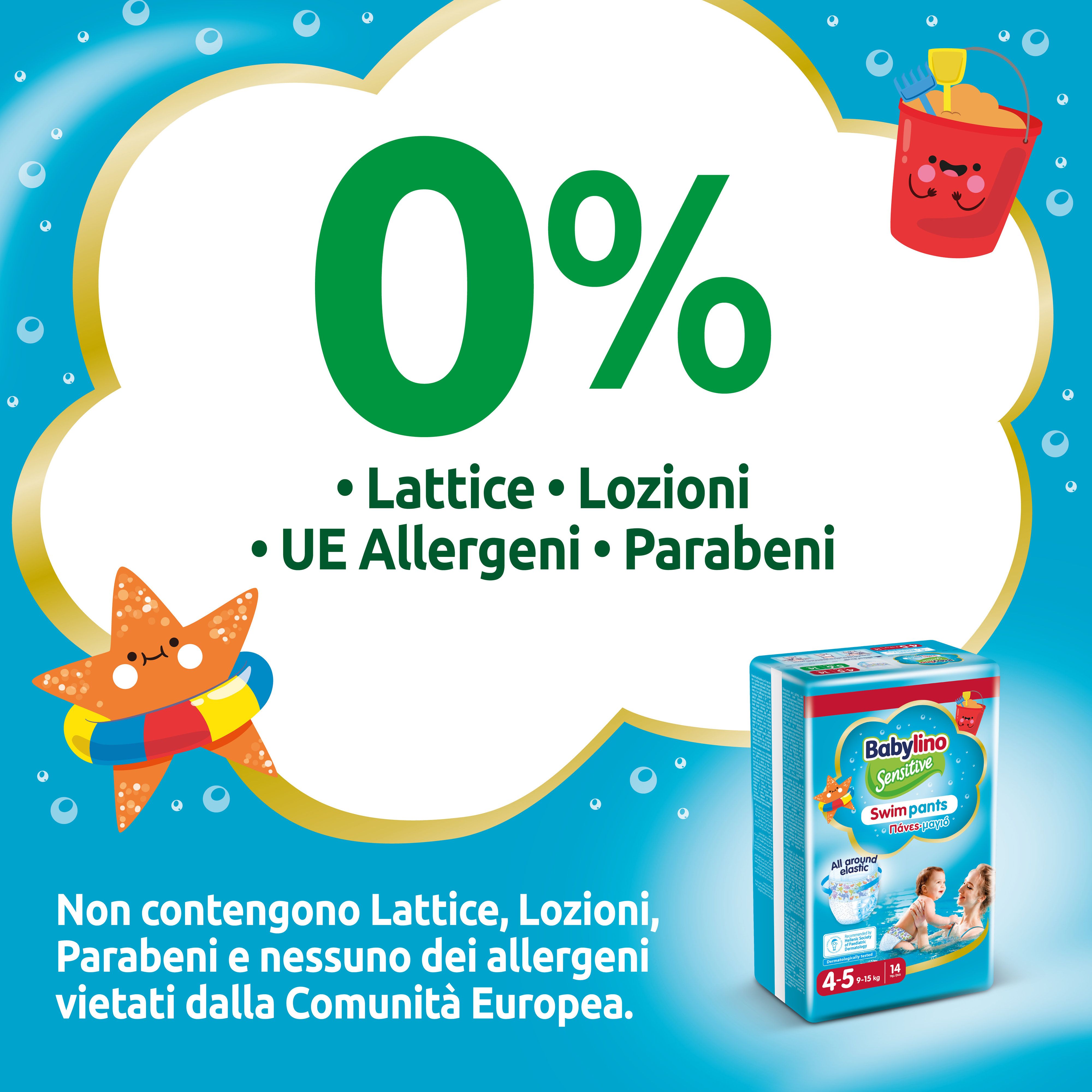 Babylino Sensitive SwimPants, Pannolini Mare e Piscina, Taglia 4/5 (9-15kg), 14 Unità