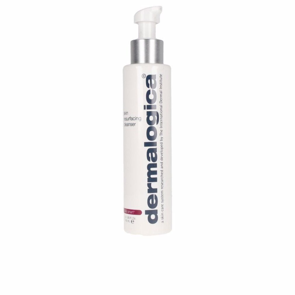 Flacone bianco con erogatore argentato. Scritta: Dermalogica, skin resurfacing cleanser, AGE smart.