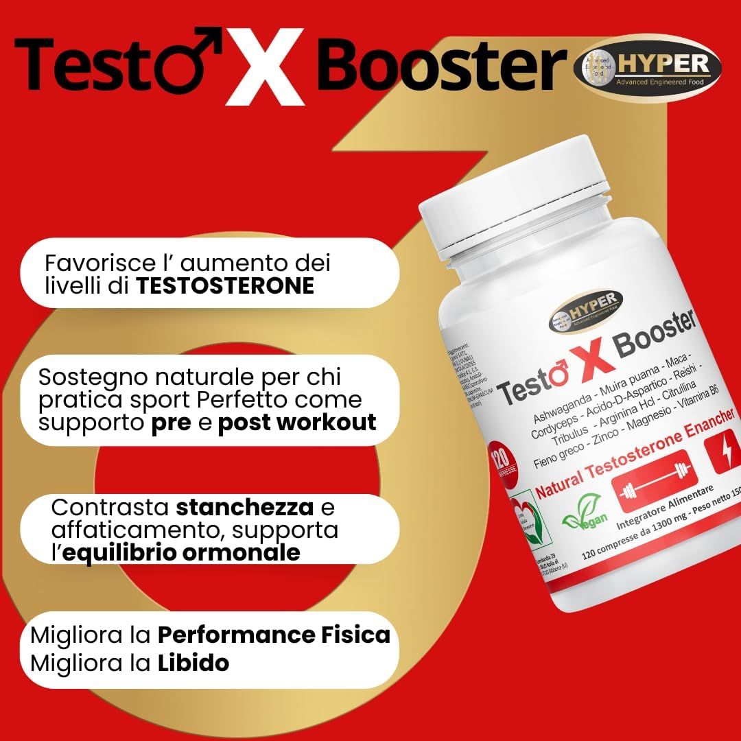 HYPER Testo X Booster Testo Booster Stimolante Testosterone Uomo Ashwaganda    Maca Tribulus