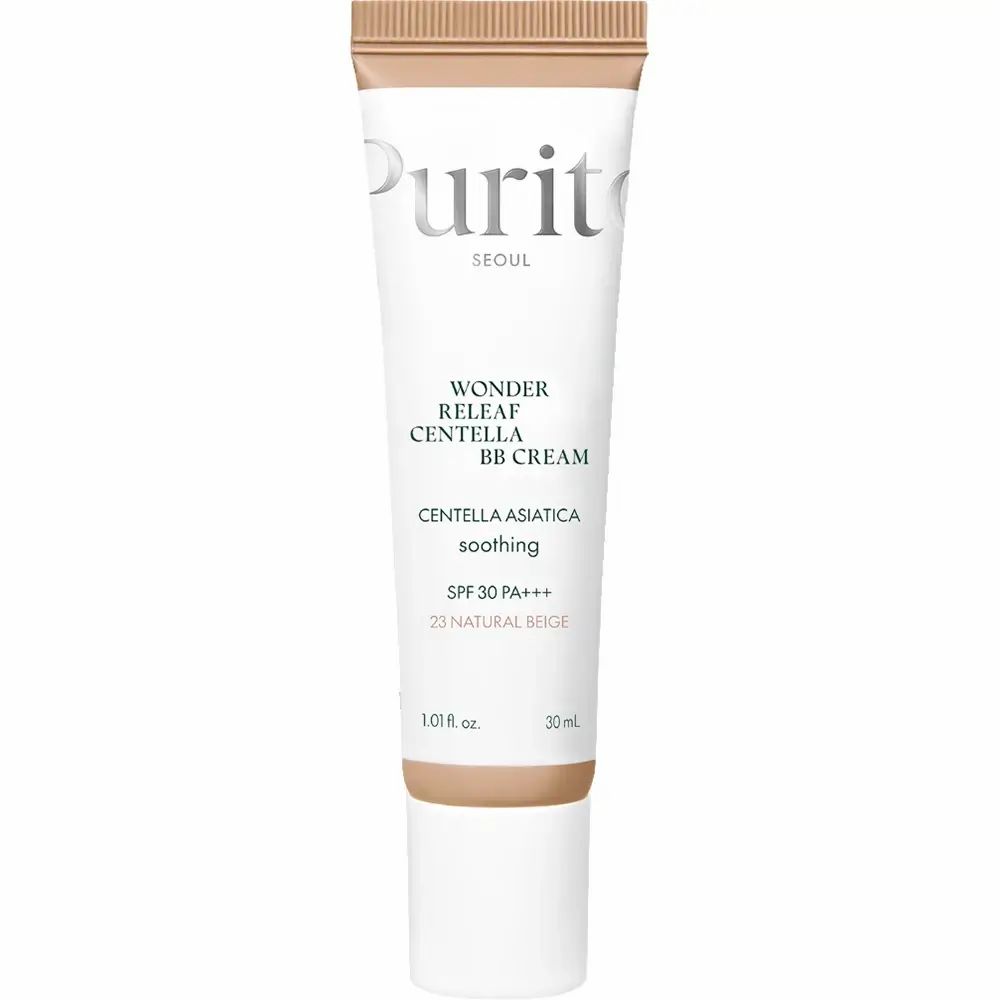 Tubo di Wonder Releaf Centella BB Cream, tonalità #23 Natural Beige. Marca Purito. 30 ml. SPF 30 PA+++.
