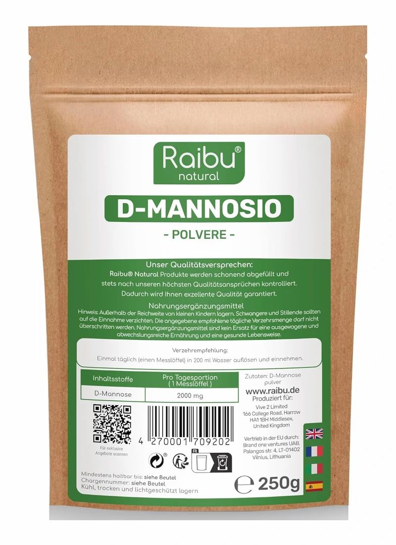 D-Mannosio Polvere Pura 250g - RAIBU