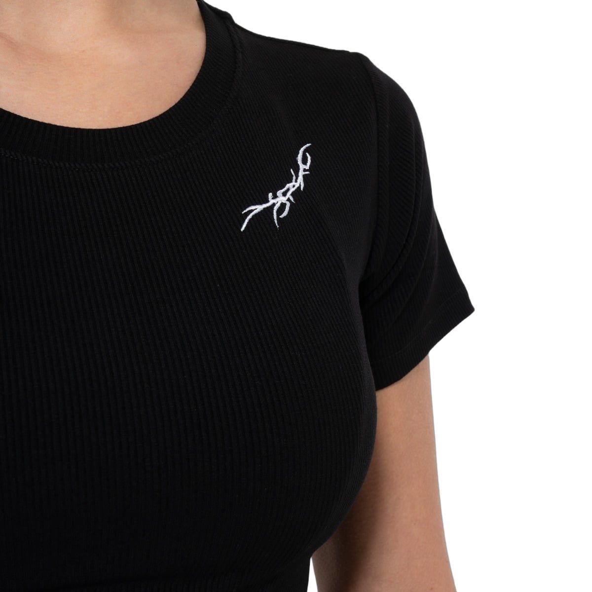 GymBeam Top donna a costine slim Tribal nero