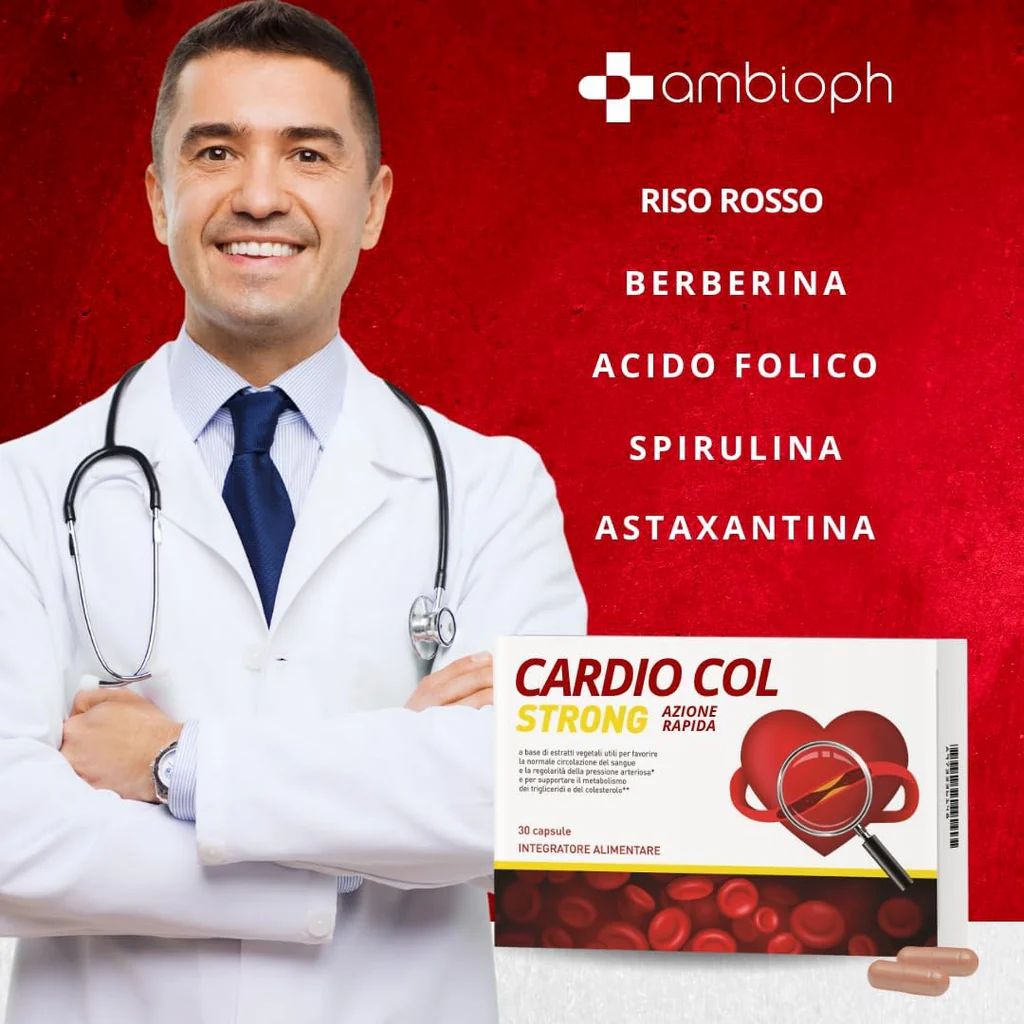 AMBIOPH - Riso rosso fermentato colesterolo - Integratore con Riso Rosso, Berberina, Acido Folico,