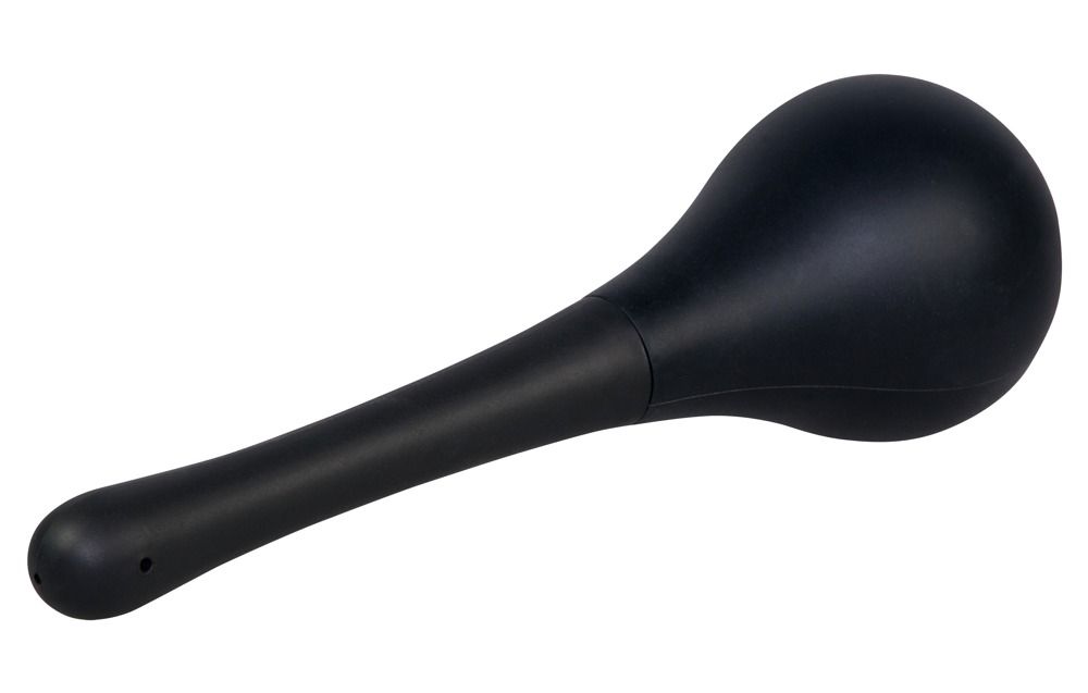 Doccia anale nera con beccuccio sottile. Corpo a forma di pera, collo lungo e sottile.