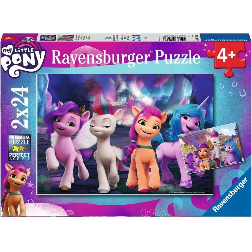 Scatola puzzle My Little Pony. Contiene 2 x 24 pezzi. Puzzle Ravensburger, consigliato dai 4 anni in su.