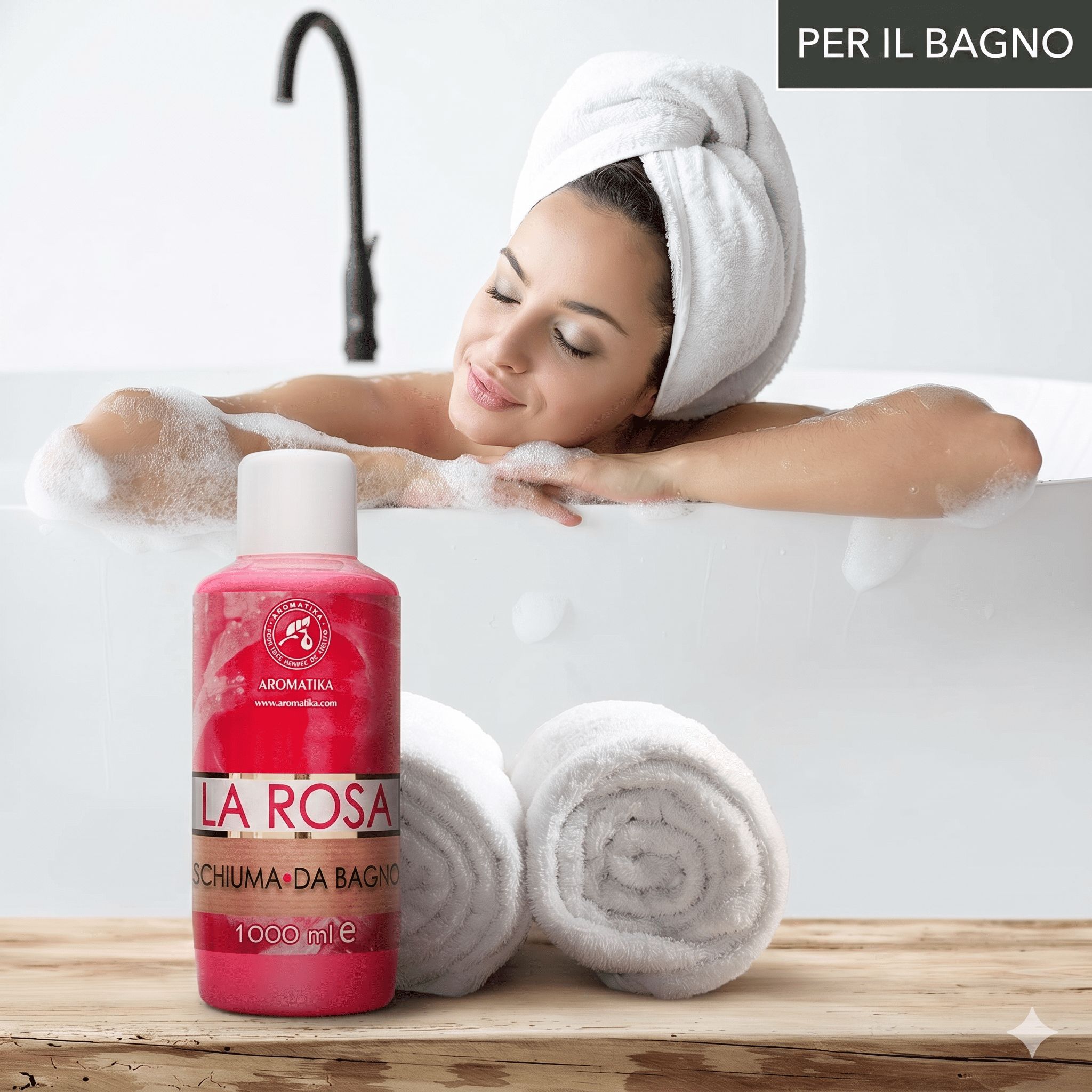 Flacone di bagnoschiuma rosa "LA ROSA" da 1000 ml.