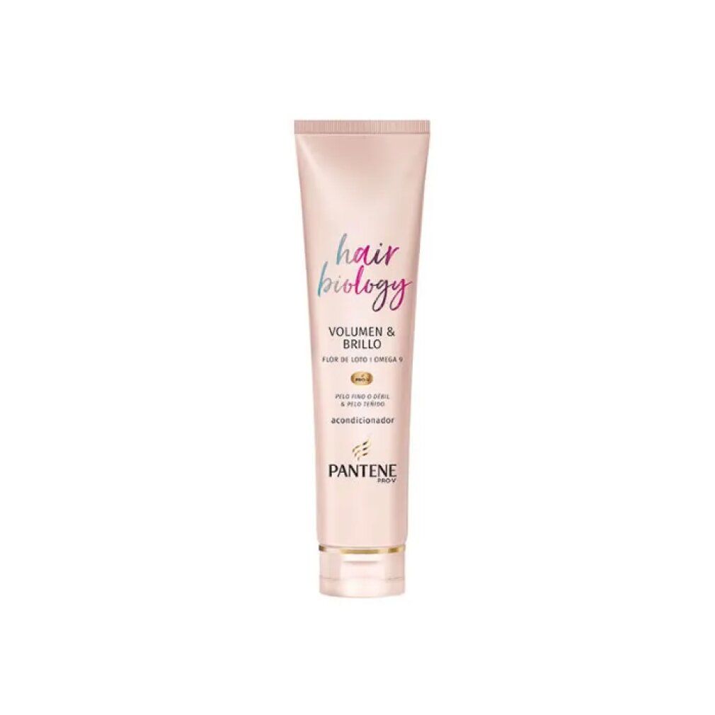 Tubo beige Hair Biology, Volumen & Brillo, Pantene Pro-V. Balsamo per capelli fini e deboli.