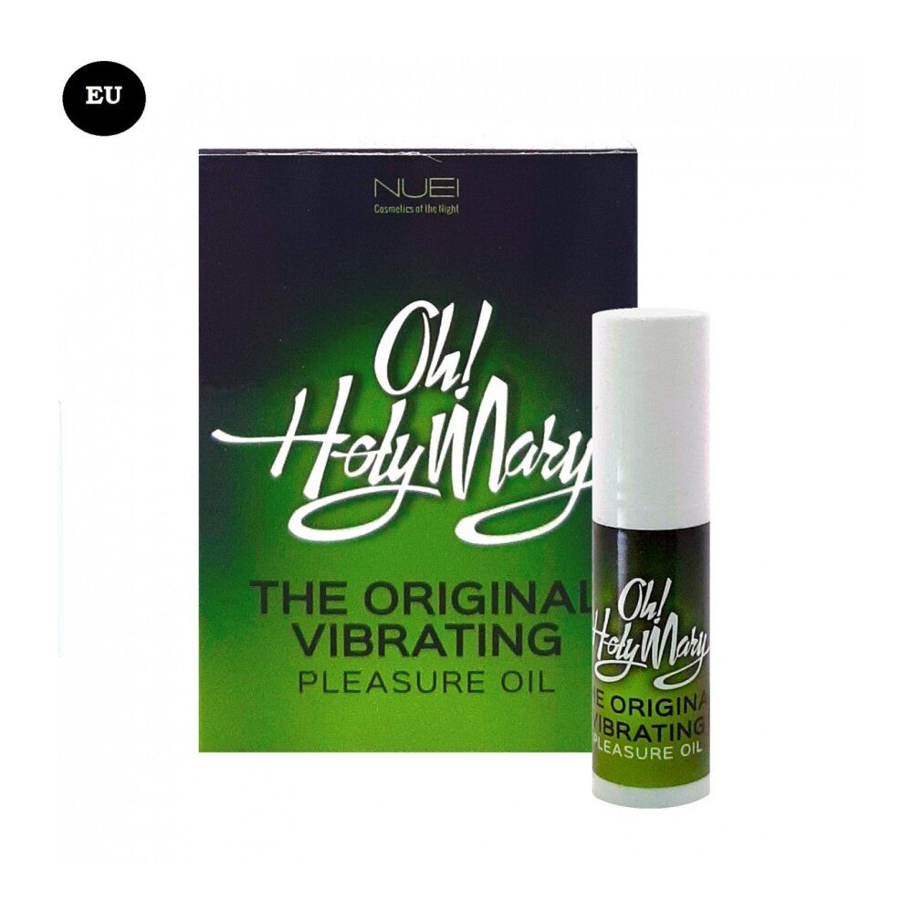 Flacone con tappo bianco e scritta verde. Scritta: Oh! Holy Mary. Contiene 6 ml (0,2 fl. oz.) di olio.