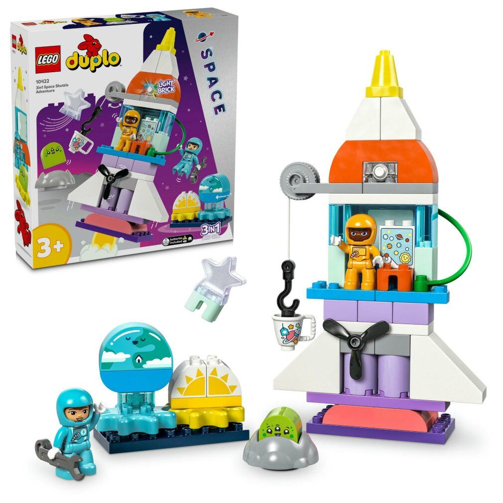 Set LEGO Duplo. Razzo con personaggi e accessori. Razzo e accessori mostrati separatamente. Età consigliata 3+.