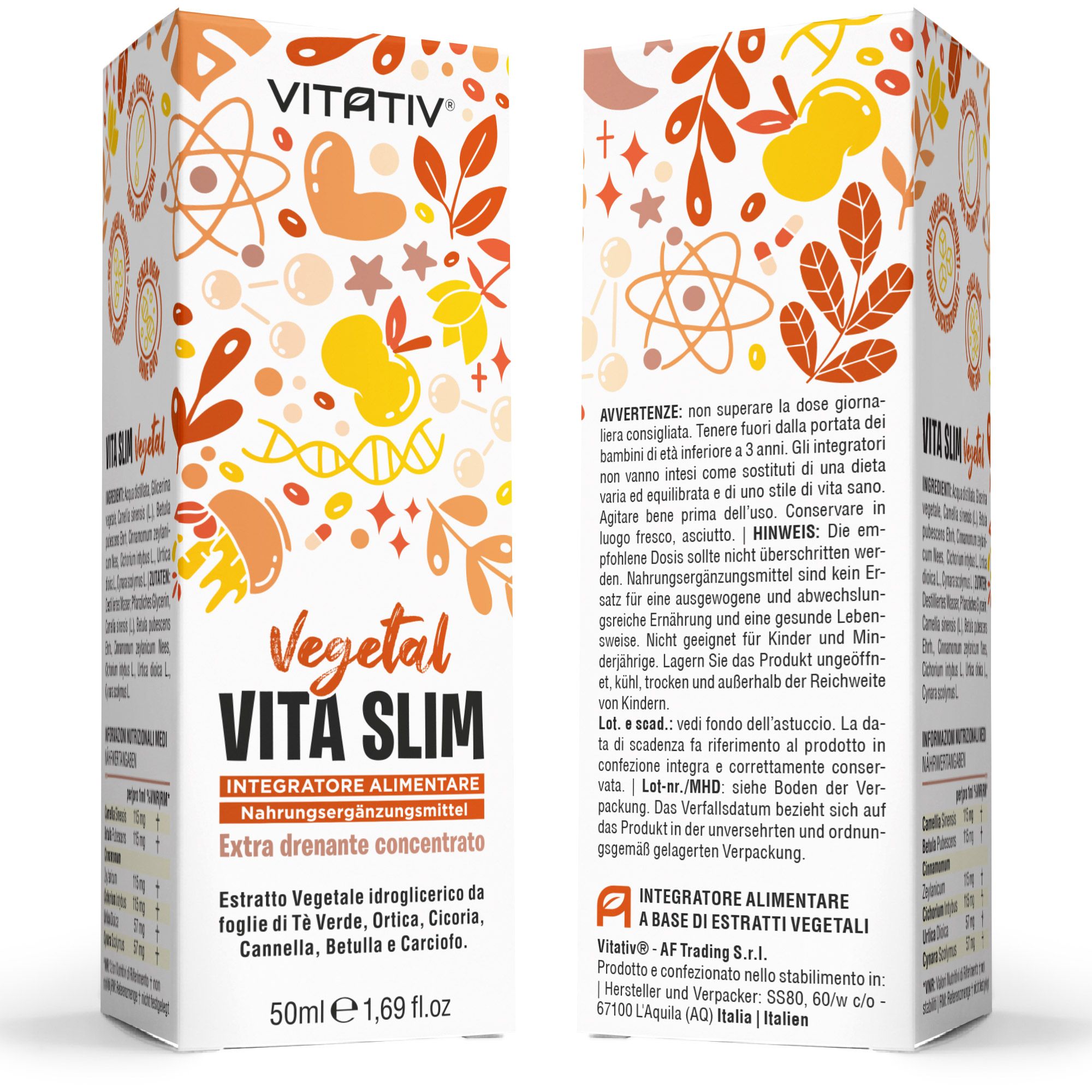 Vitativ® Vita Slim | Integratore Drenante con Tè Verde, Ortica, Cicoria, Cannella, Betulla, Carciofo